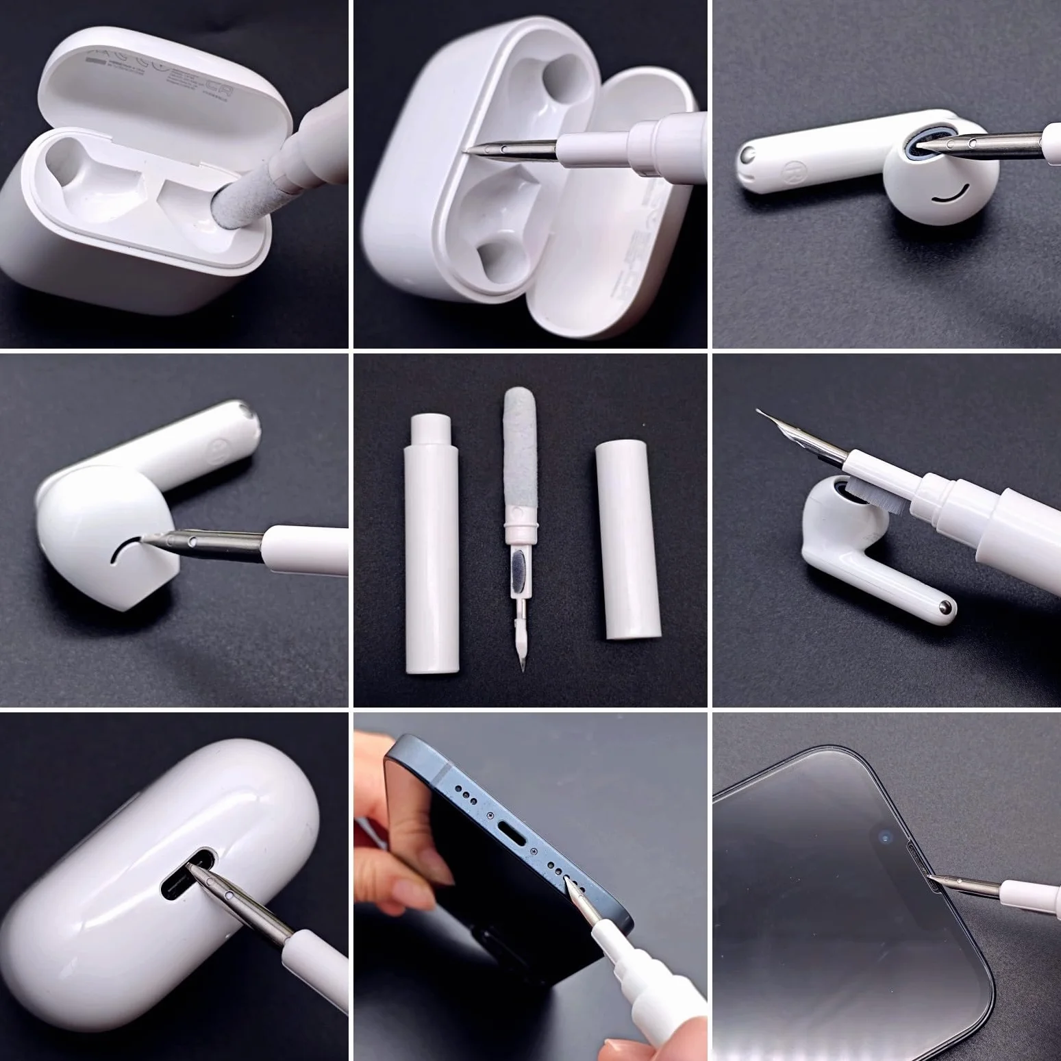 Kit Nettoyage pour Écouteurs sans Fil, Stylo-Brosse Nettoyage pour AirPods Samsung