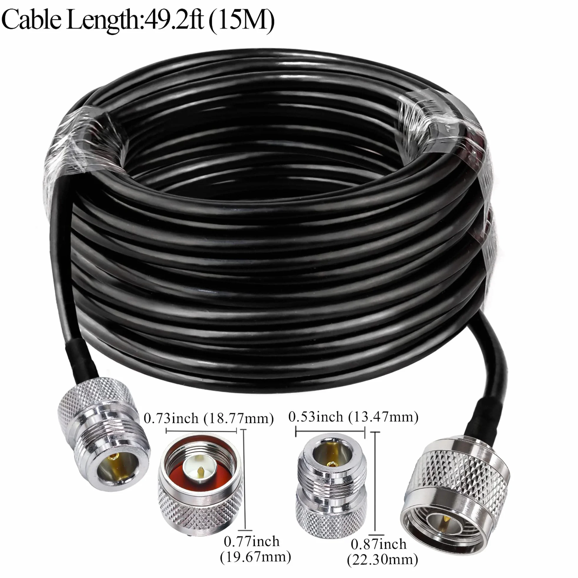 TUOLNK Câble de type N RG58 49,2 pi (15 m) N câble d'extension mâle à N femelle à faible perte N câble mâle à femelle noir pour routeur Wifi antenne 3G 4G LTE