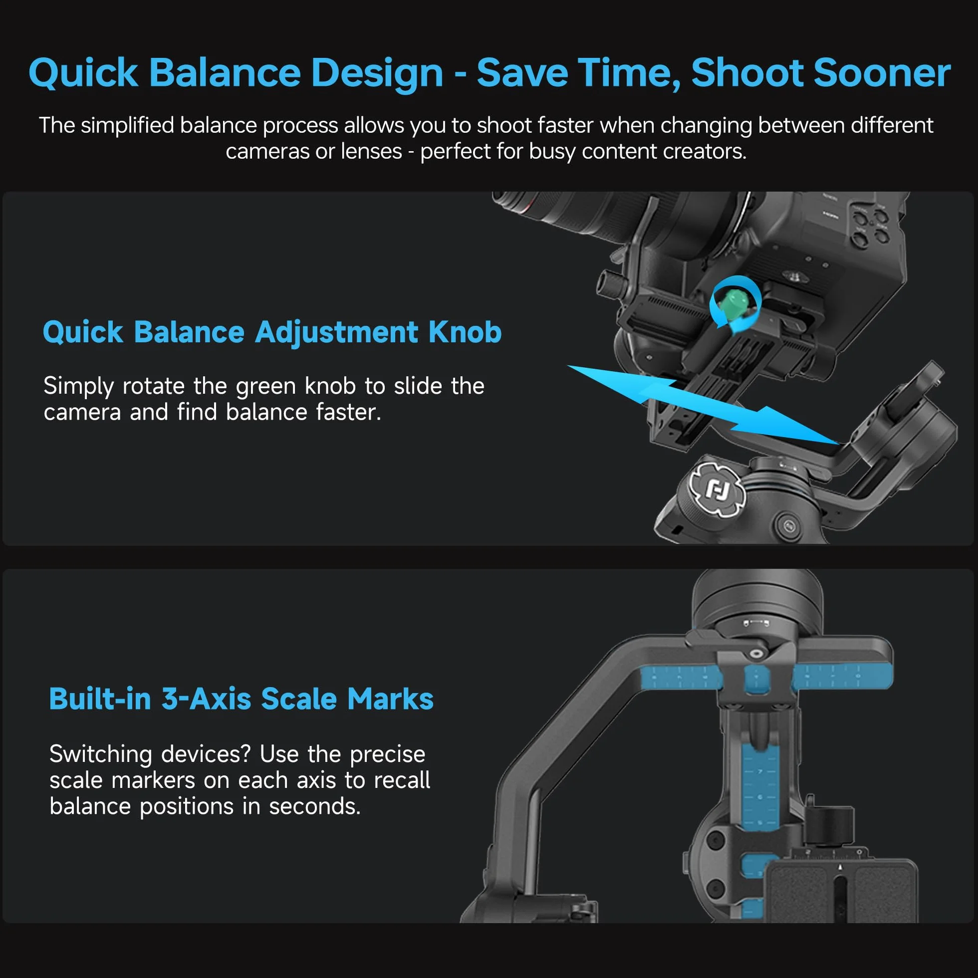 Feiyutech SCORP-C2 Stabilisateur Caméra avec suivi IA,Stabilisateur 3 axes pour Appareils Photo,Charge utile de 3,5kg,Poignée Arrière Intégrée,Prise de vue Verticale Native,Commandes par Boutons
