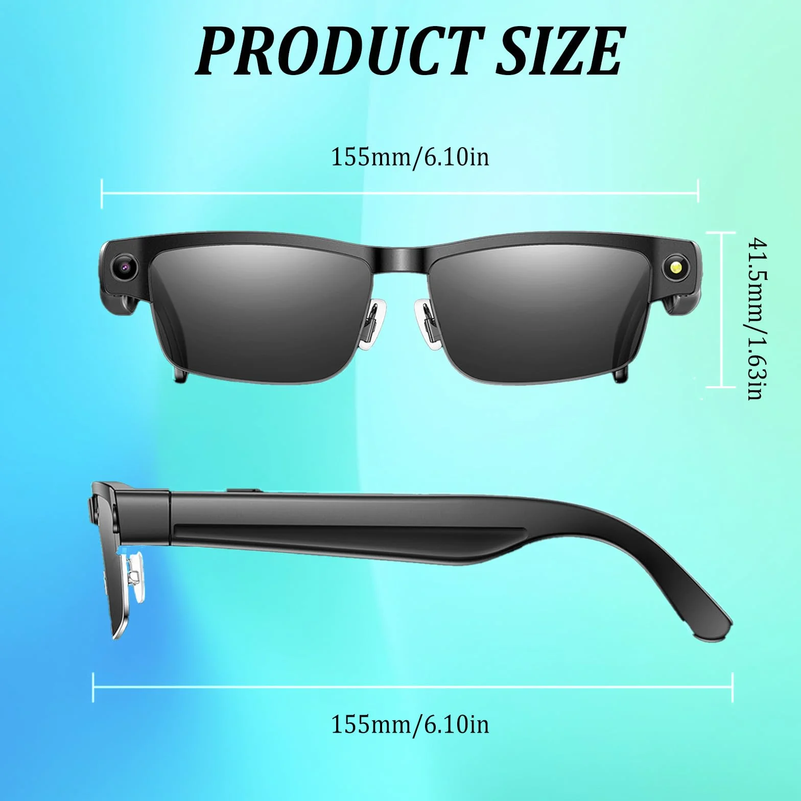 Lunettes AI Smart Camera, 4K 800 W Lunette Camera HD avec Assistant IA pour Traduction en Temps Réel, Traduction Simultanée Identification d'objet GPT lentilles photochromiques, Lunettes Connectées