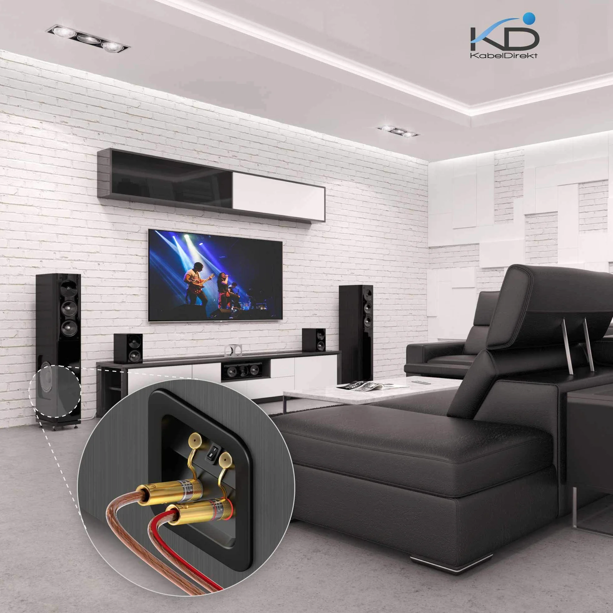 KabelDirekt Fiches Bananes 5 Paires Connecteurs Câbles Enceintes 6 mm² Vissables Dorés HiFi