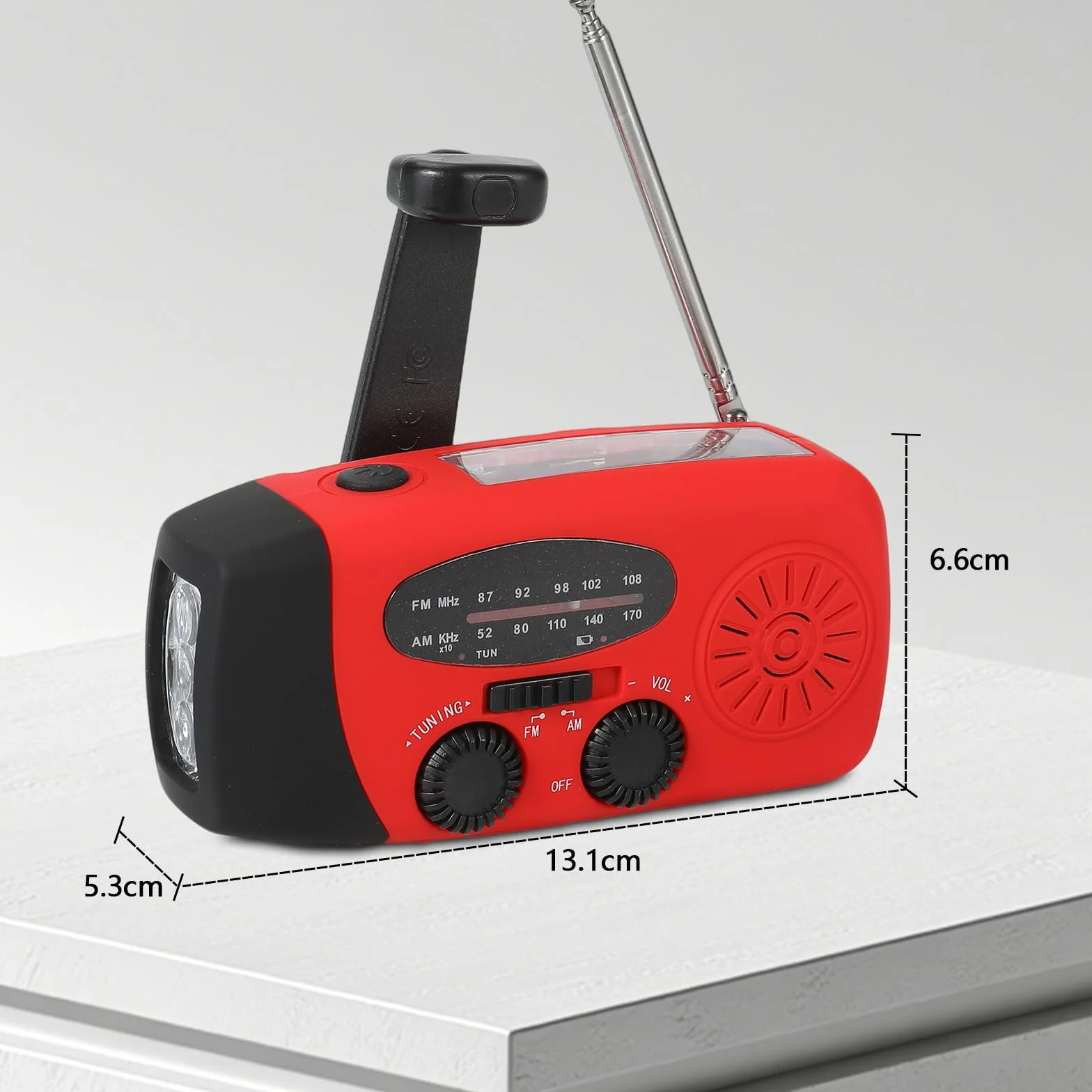 Radio à manivelle solaire LED AM/FM météo recharge téléphone portable camping randonnée urgence jaune