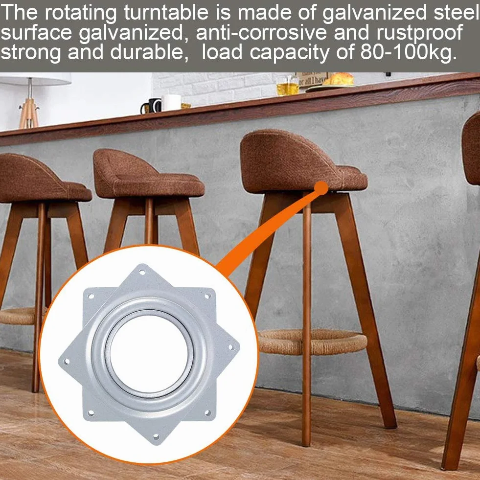 Lazy Susan Plateau Tournant 4 Pouces Plaque pivotante Plate-Forme Tournante Roulement Rotatif 360 degrés Carré avec des Roulements à Billes en Acier pour Armoires de Cuisine Comptoir Pantry