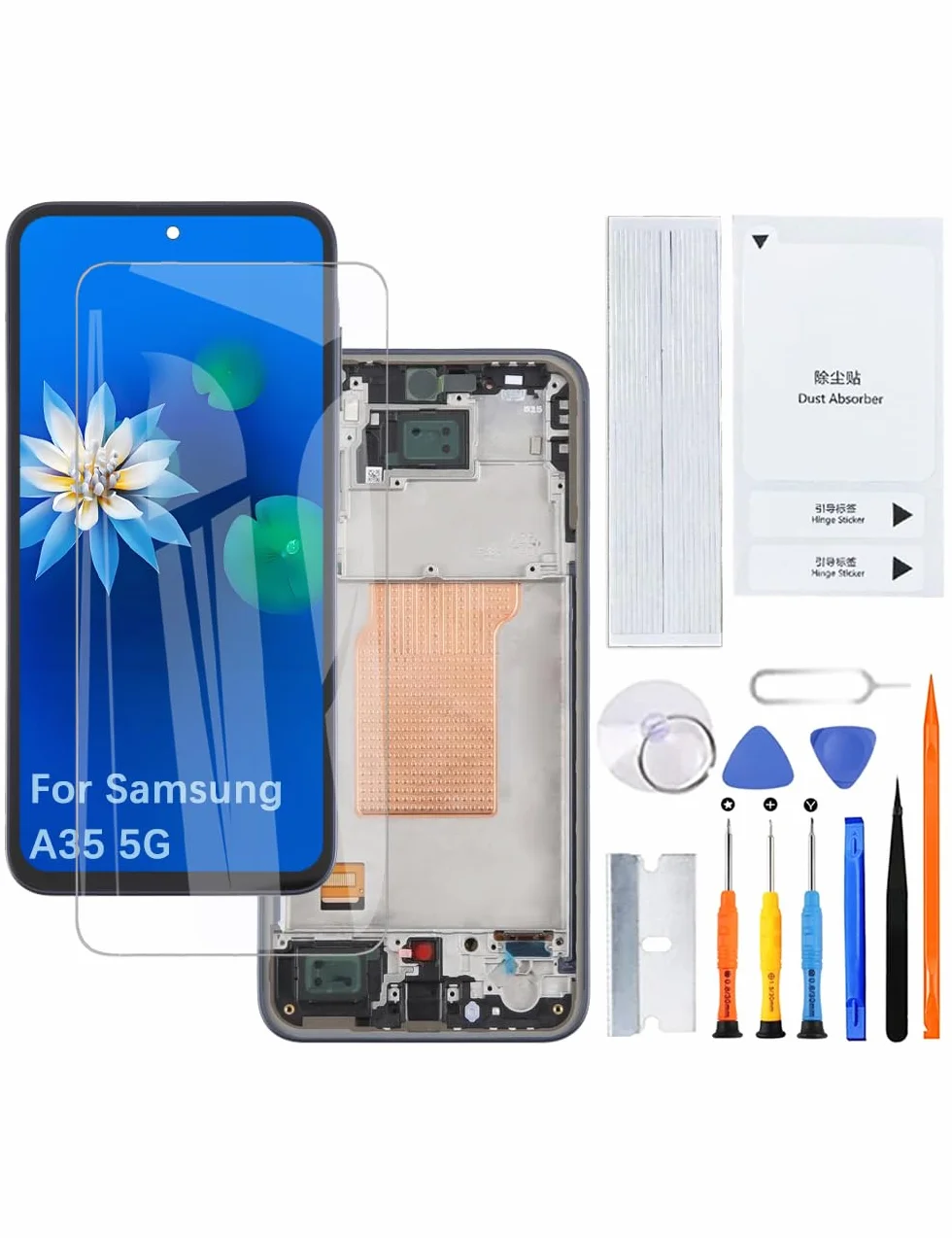 H&LYCYJ Écran LCD pour Samsung Galaxy A35 5G TFT A356E A356E/DS A356B Kit de remplacement d'écran LCD (Noir avec cadre, Sans empreintes digitales)