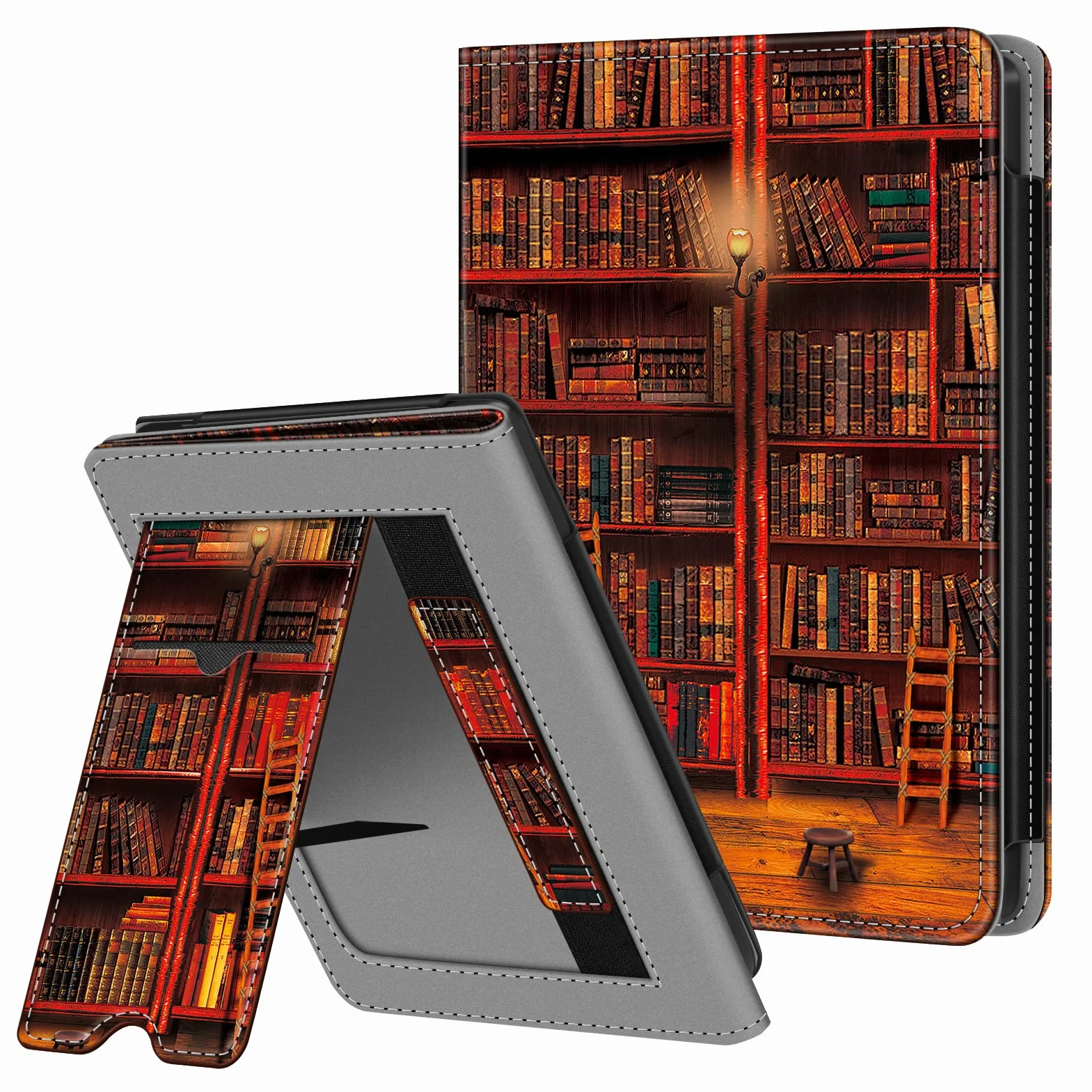 FINTIE Étui Compatible avec 6” Kobo Clara Colour/BW 2024 et Kobo Clara 2E 2022 - Coque Liseuse Housse avec Béquille, Fente pour Carte et Dragonne, Bibliothèque