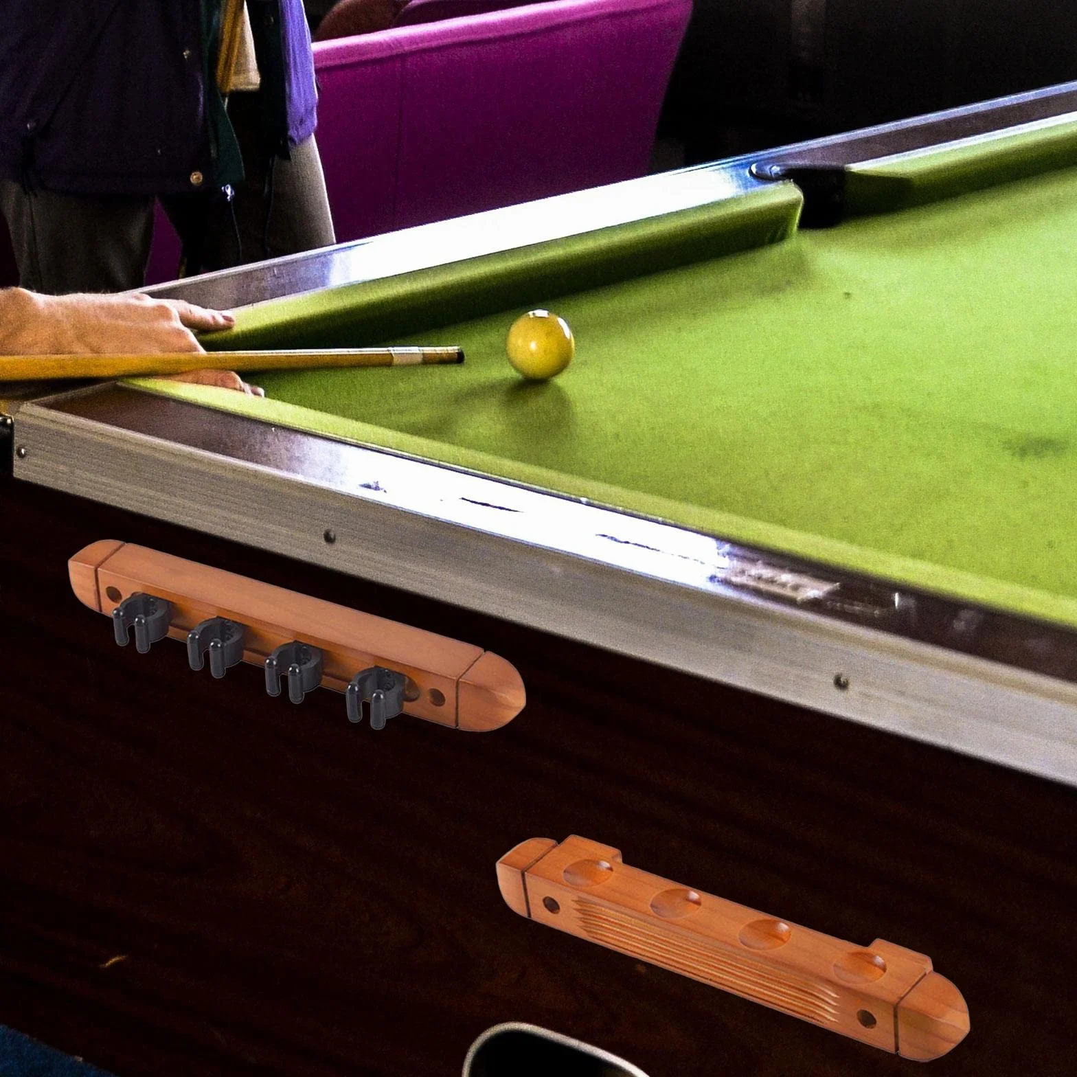 Rockible Porte-Queue de Billard Support Mural avec 4 Clips, Jaune