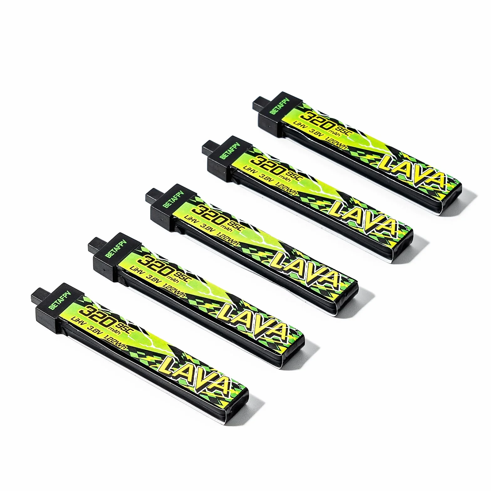 BETAFPV 5pcs Lava II 1S 320mAh Battery 3.8V 95C LiHV Lipo with BT2.0 Connector Compatible with Micro Whoop Drone Quadcopter Like Cetus FPV Kit, Air65, Meteor65 Pro Brushless Quad