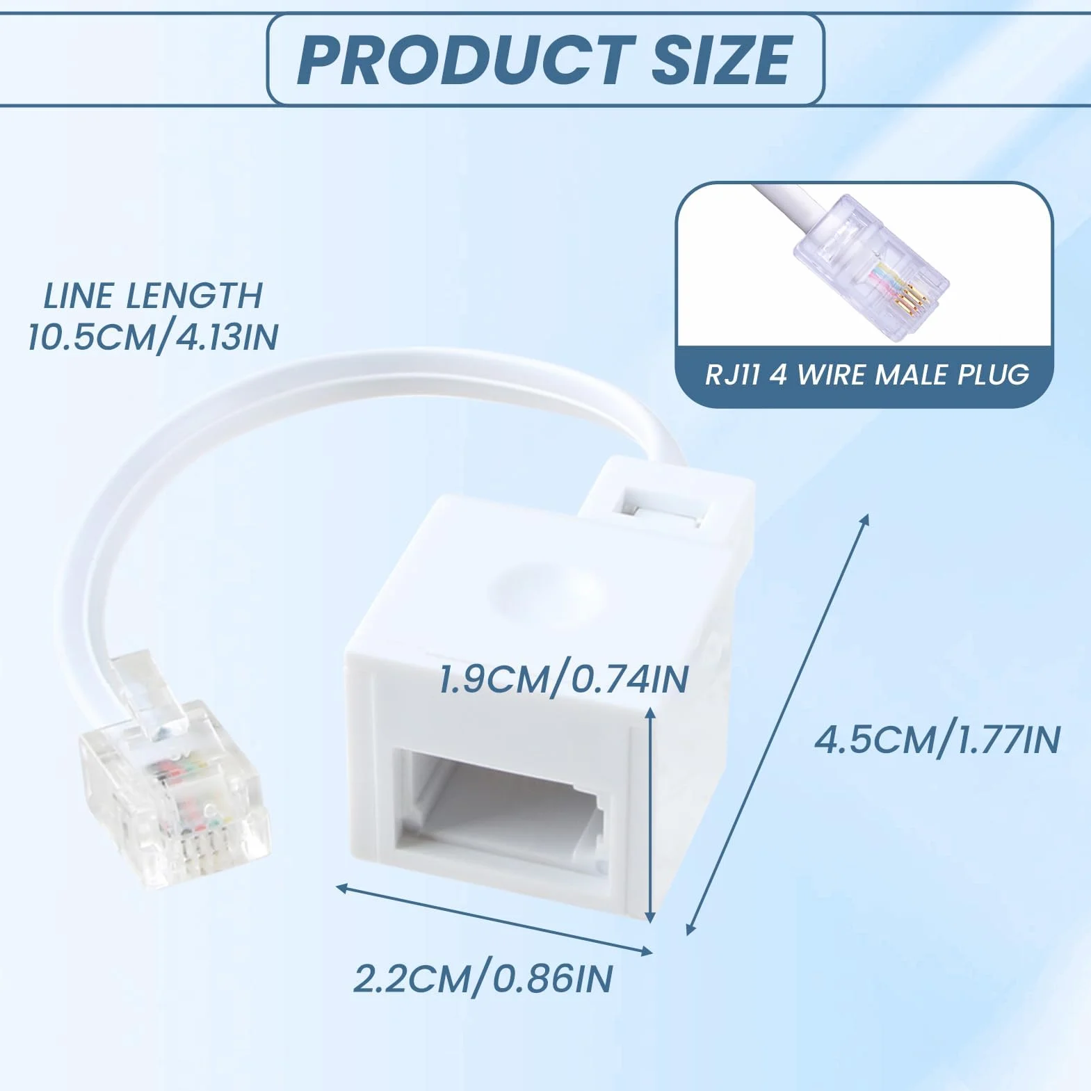 Adaptateur RJ11 vers prise BT standard RJ11 vers prise téléphonique BT - Convertisseur de téléphone vers Ethernet pour téléphone 6P4C, télécopieur, téléphones, modems, routeurs et imprimantes