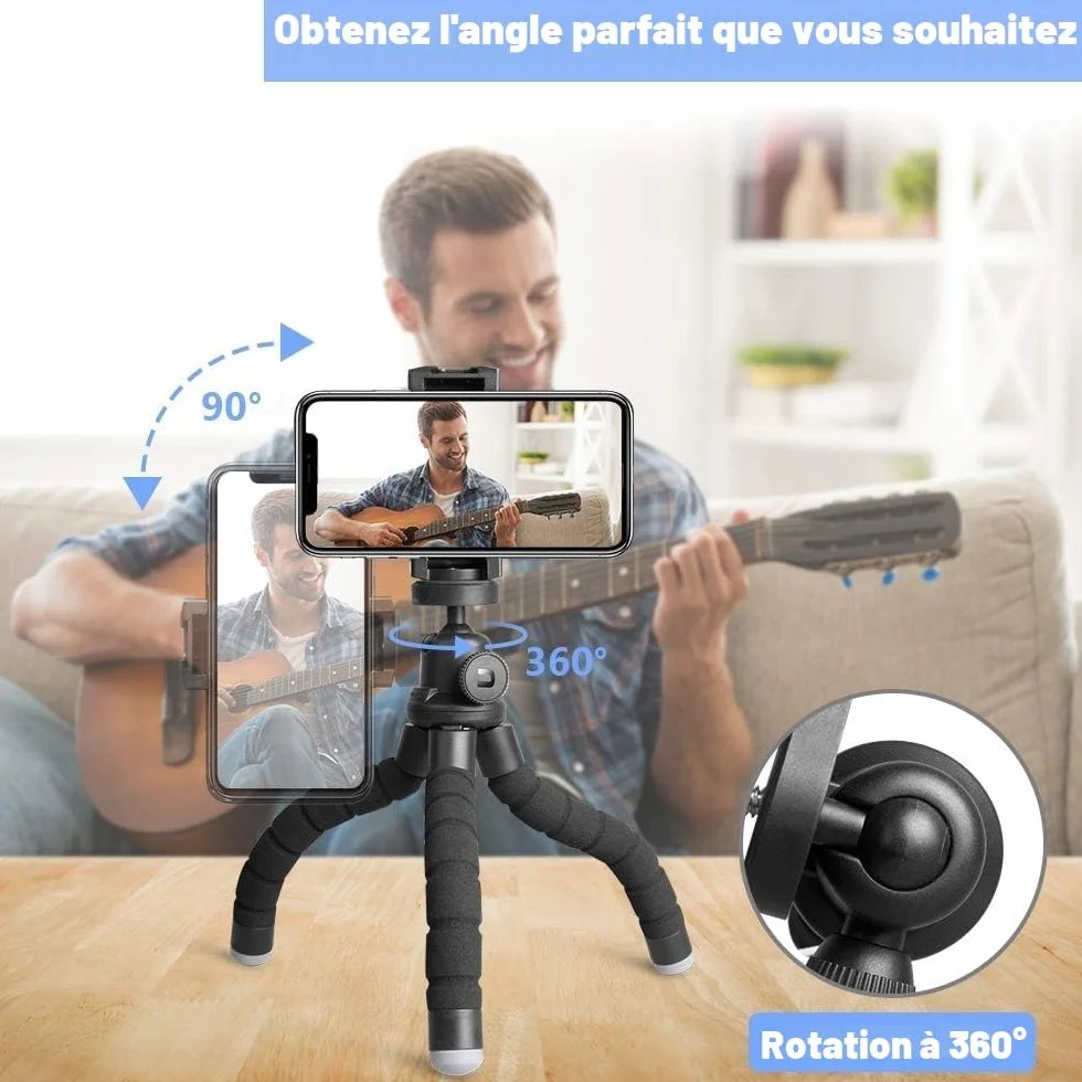 UBeesize Trépied pour téléphone Portable, Mini Trépied pour Smartphone et Appareil Photo, Mini Tripod avec Télécommande Bluetooth