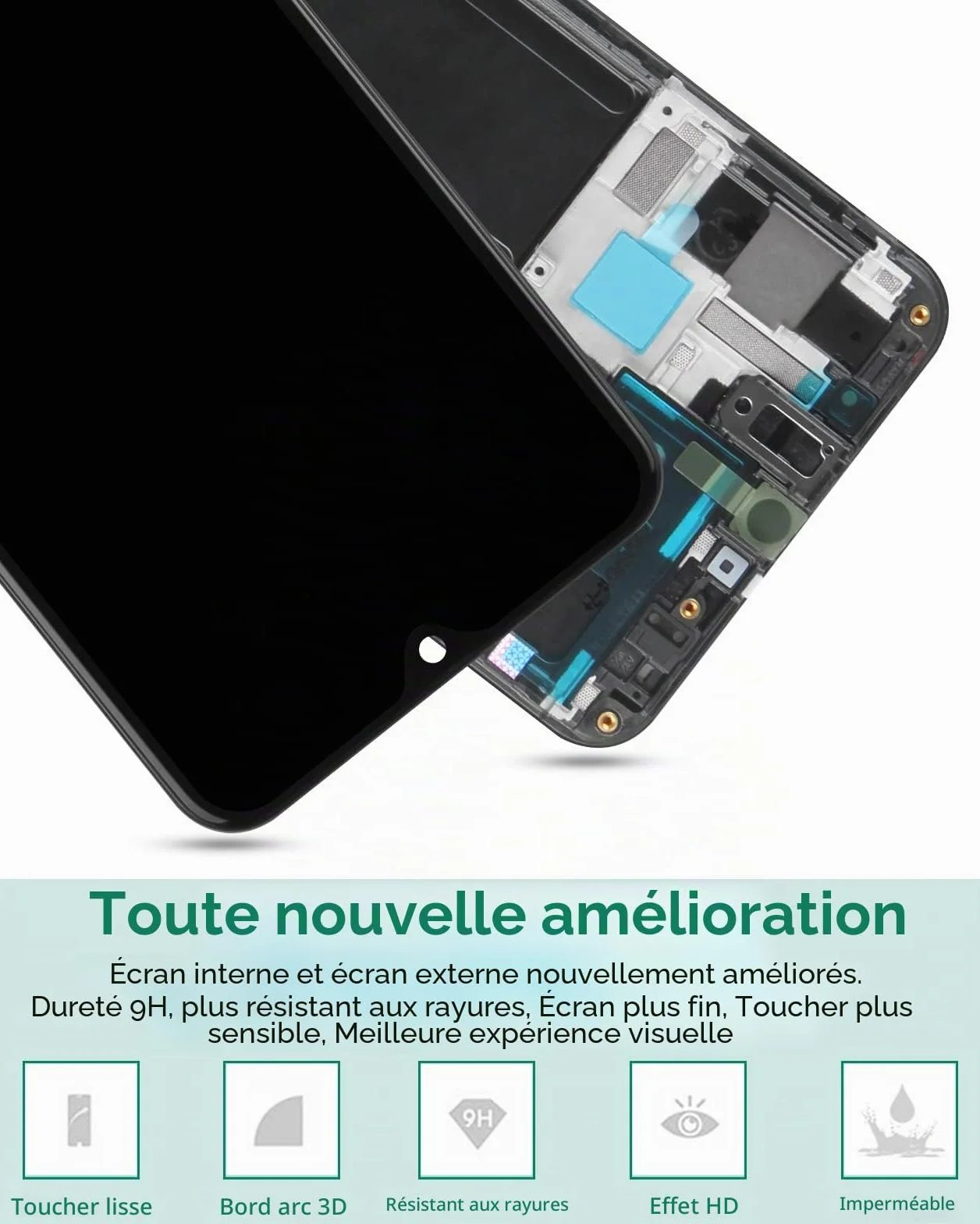 Pour Samsung Galaxy A50 A505 Écran LCD de remplacement A505F, SM-A505FN A505GN A505G Écran LCD Capteur Numériseur (Incell Noir avec cadre)
