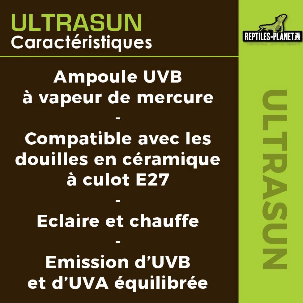 Reptiles Planet Ultrasun 70 W Ampoule UVA UVB pour Reptiles