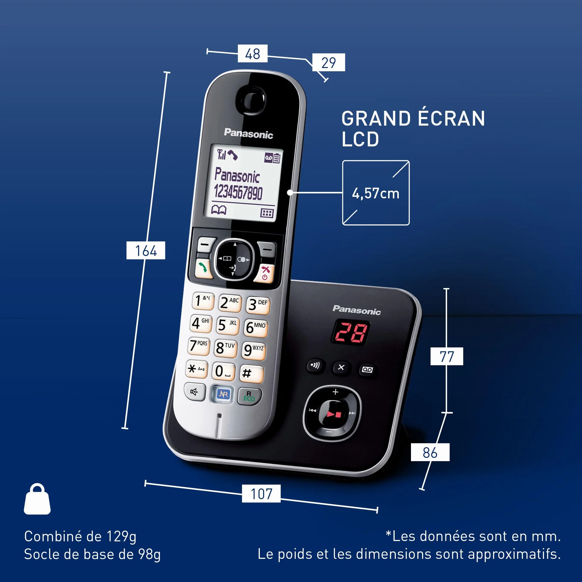 Panasonic Cordless Phone KX-TG6821 Single Silver Answering Machine