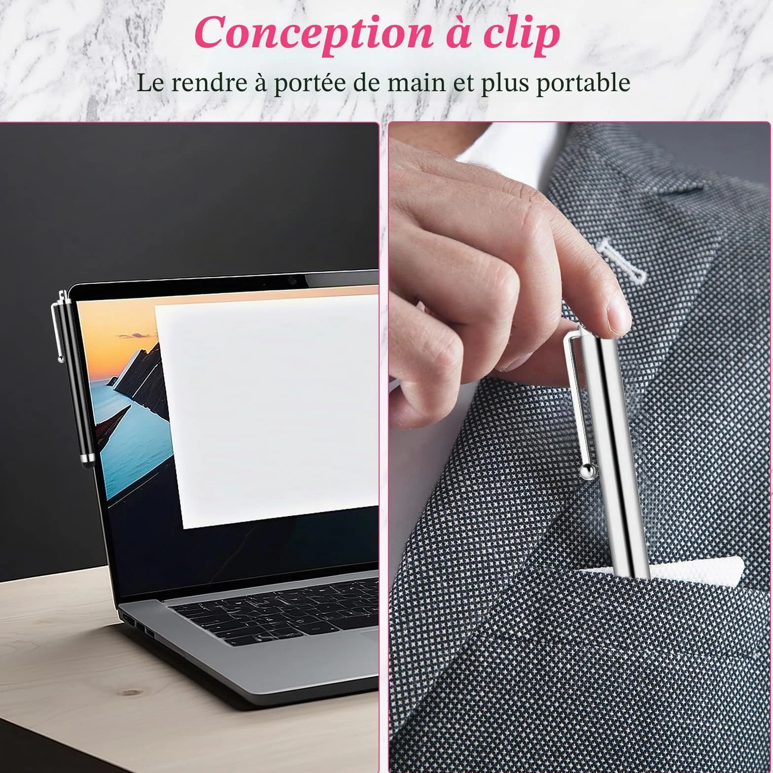 Andibro Stylets Universels pour Écrans Tactiles, 2 Pièces, Compatibles Tablette Smartphone Ordinateur Portable