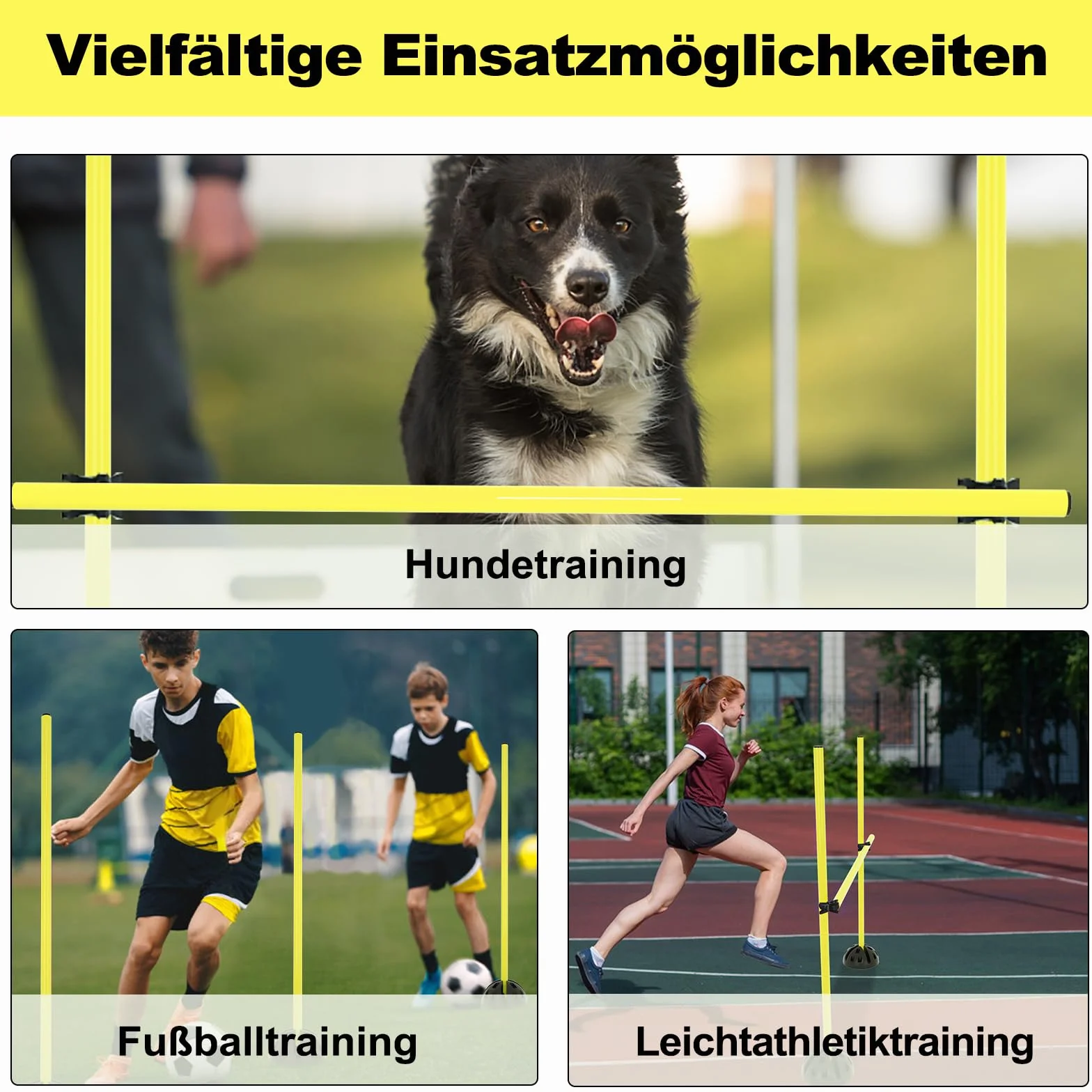 Agility Grid Lot de barres de saut pour entraînement conditionnel, 15 barres, 10 pieds, 10 clips