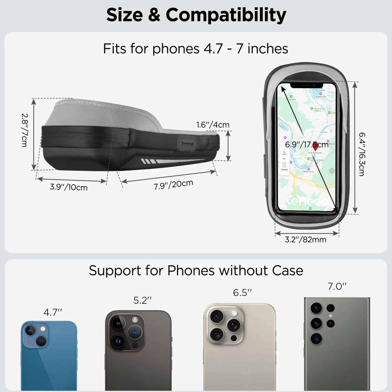 Porte Téléphone Vélo Etanche Réfléchissant avec Housse de Pluie Rotation 360, Sacoche Guidon pour Smartphone 7 Pouces
