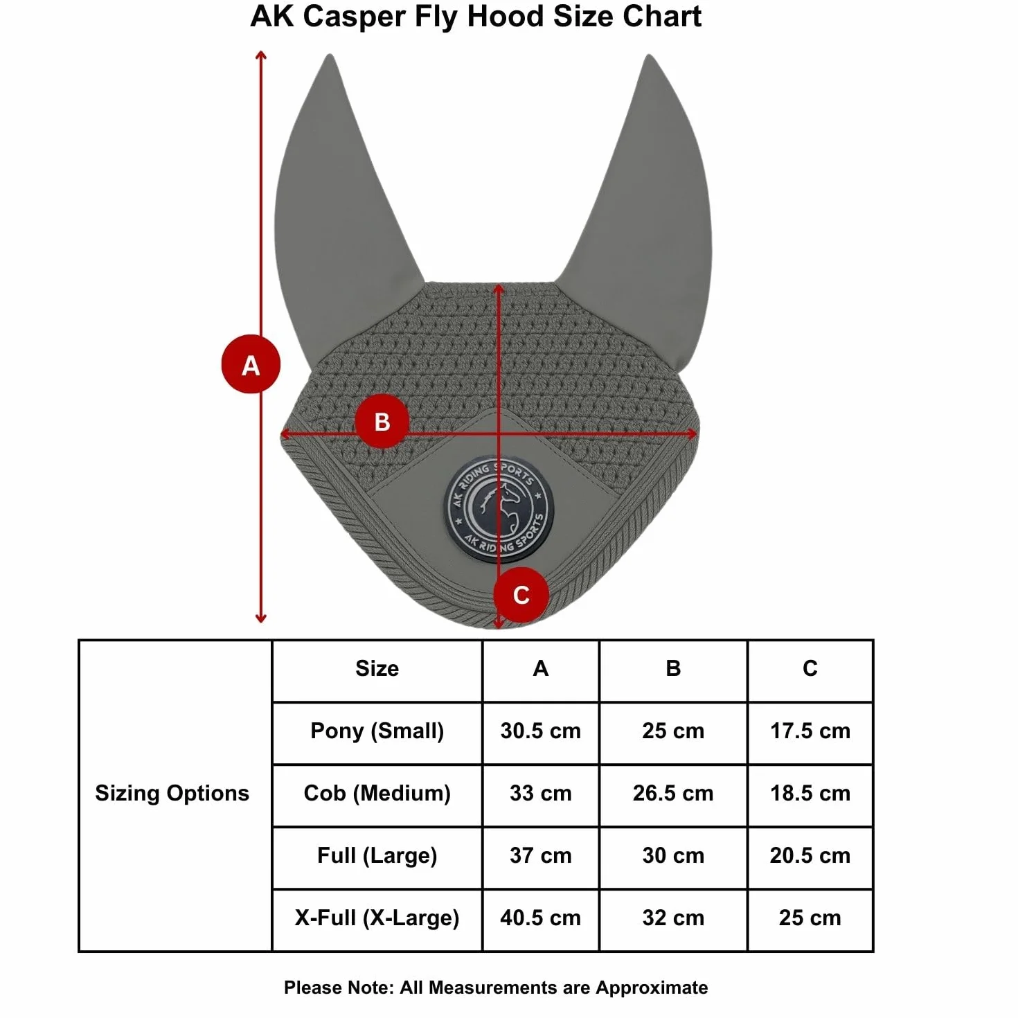AK Bonnet Anti-Mouches pour Chevaux – Oreilles en Lycra Doux, Ajustement Confortable – AKRS-6069-01 Gris foncé Pony S