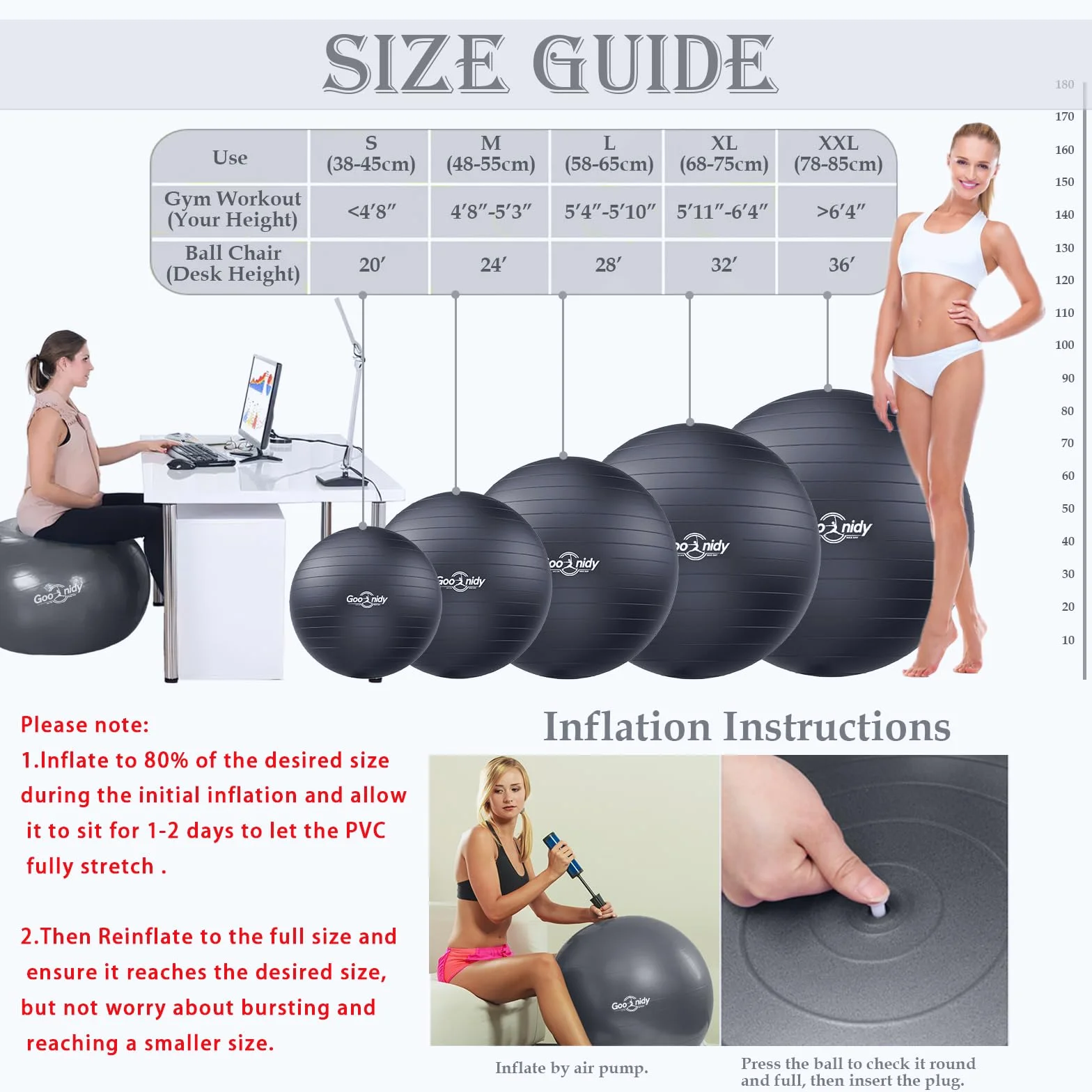 Gros Ballon Grossesse Gonflable Swiss Ball Chaise Femme Enceinte Pilates Gym Yoga Fitness Ergonomique