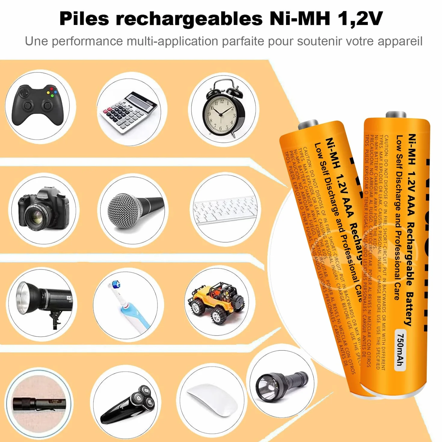 Piles Rechargeables AAA 750mAh 1,2V Ni-MH Lot de 6 pour Gigaset Panasonic