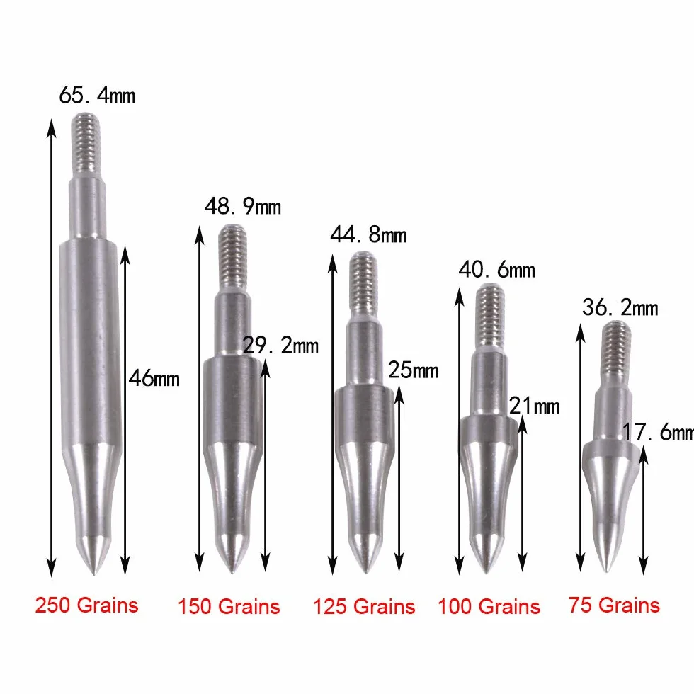 Pointe de Flèche de Tir à l'arc en Acier Inoxydable 75-300 Grain SHARROW 12pcs