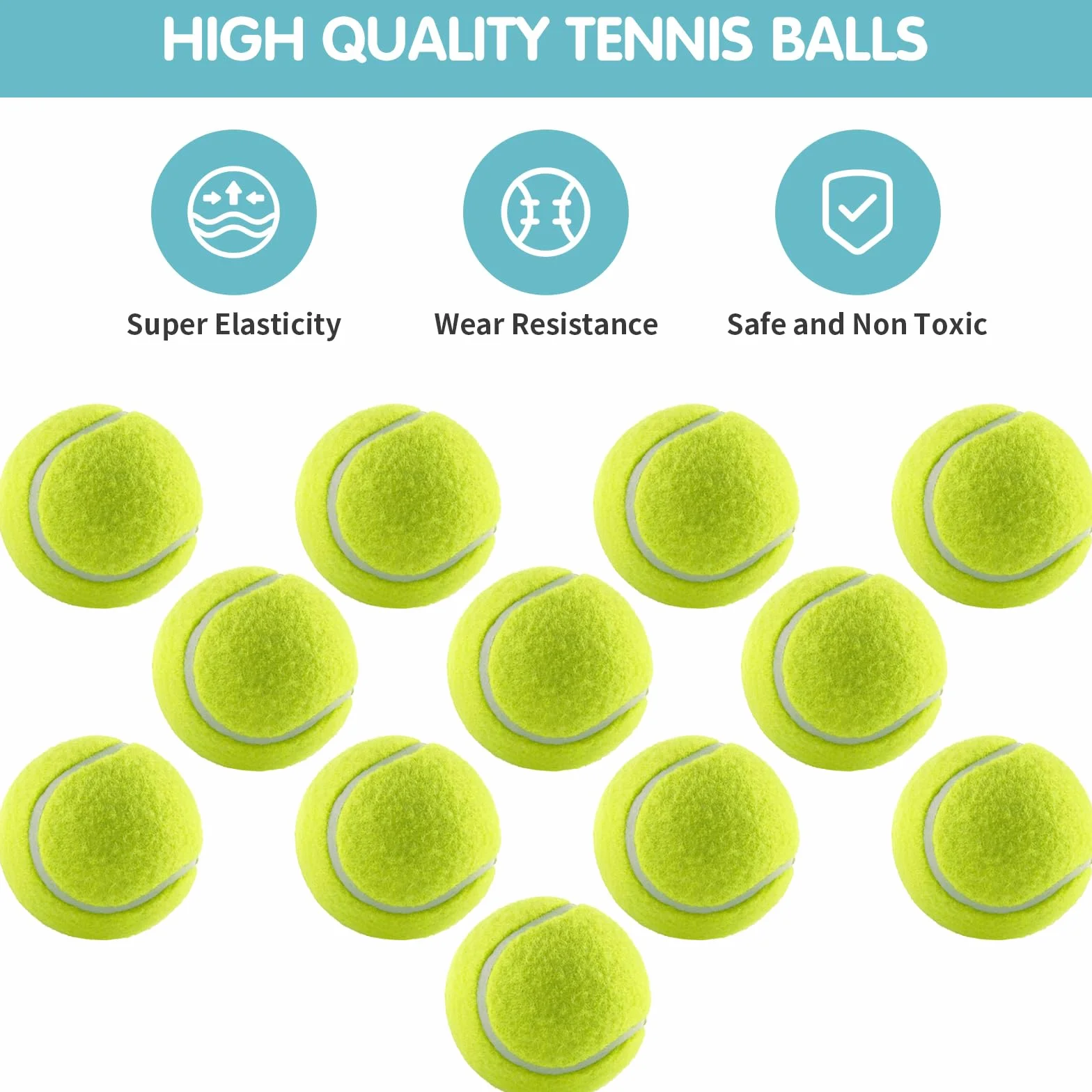 Balles de Tennis pour Chien, 12 Pièces, Balles de Tennis Récréatives pour Débutants