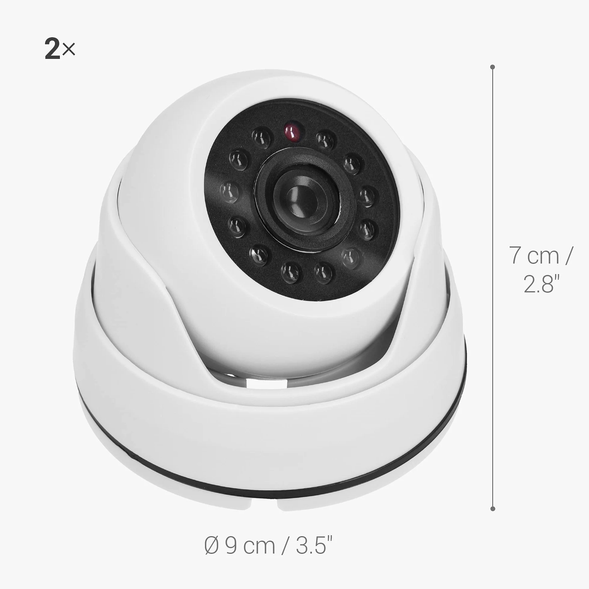 kwmobile Caméra de Surveillance Factice - Lot 2X Fausse Caméra CCTV avec LED Sécurité Maison ou Magasin - Dôme Dissuasif pour Intérieur, 1080p - Blanc