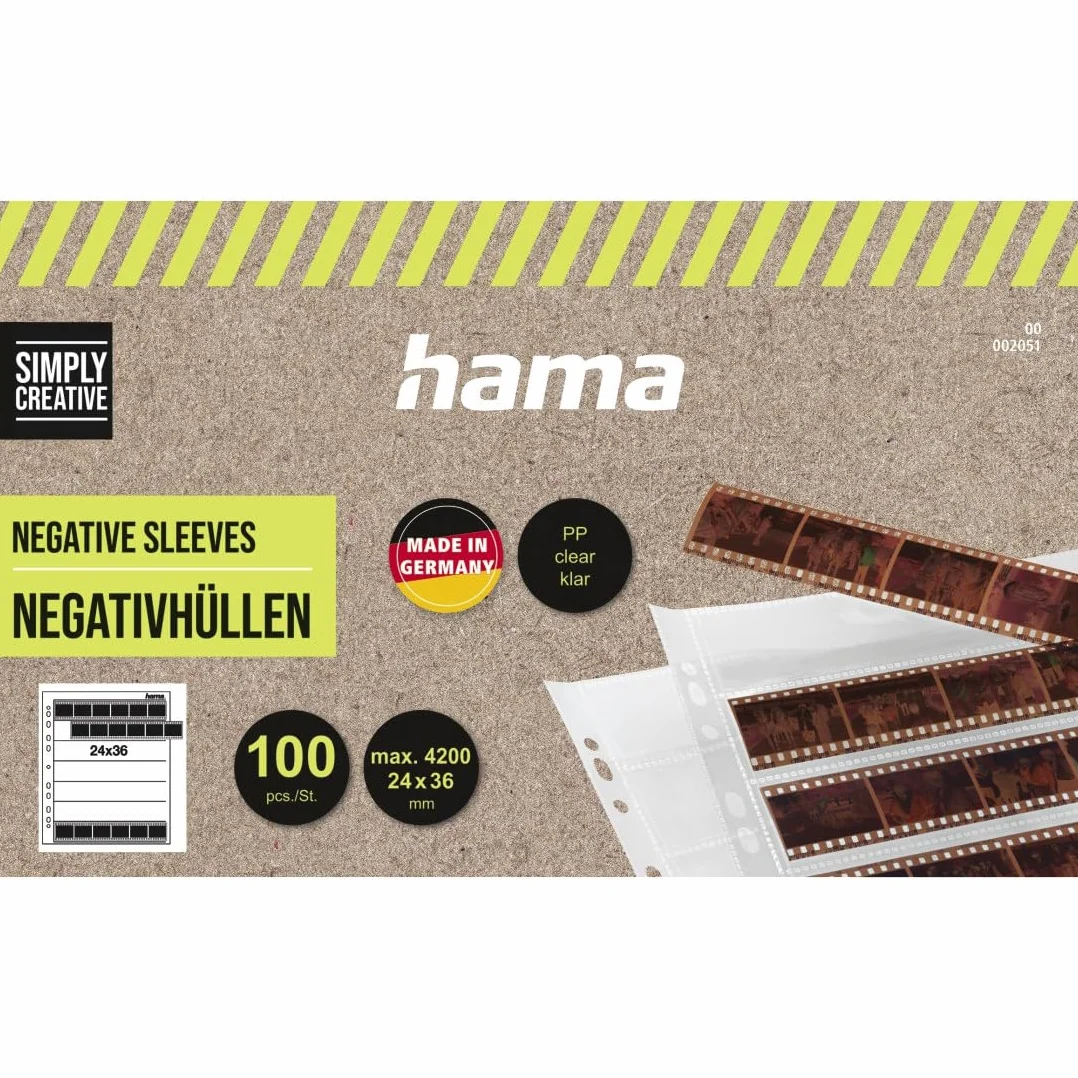 Hama Étuis à négatifs, polypropylène, 7 bandes de 6 négatifs, 24x36cm, 100 pièces