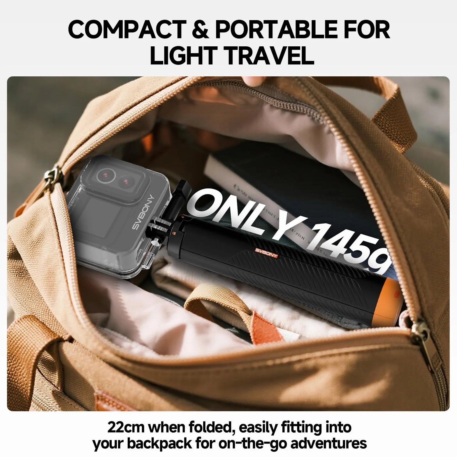 Svbony (2nd) Perche à Selfie 3in1 étanche Compatible avec GoPro Hero 13, 12, 11, 10, 9, 8, Compatible avec DJI Osmo Action 5 Pro 4 3, Compatible avec Insta360 Ace Pro 2, Convient aux Sports Nautiques