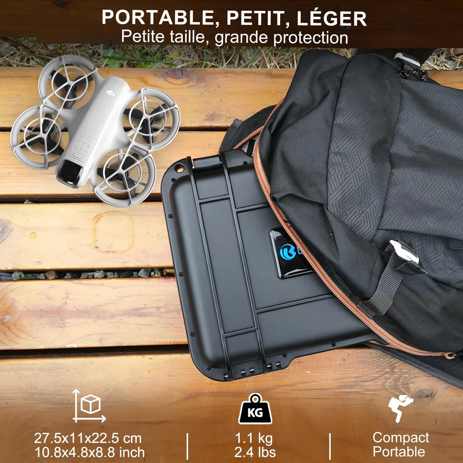 LEKUFEE Boîte Rigide étanche et Portable pour Drone DJI Neo 1, Bundle Fly More DJI Neo 1, télécommandes RC-N3, RC-N2 et Accessoires (étui Seulement)