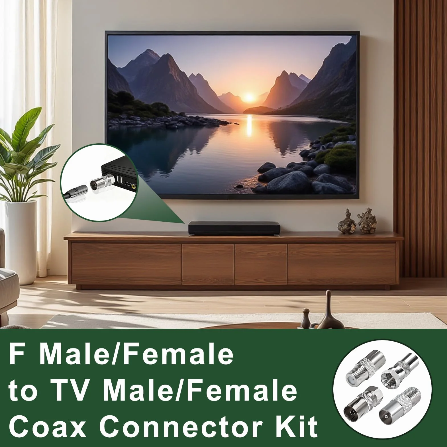 4 Pièces Adaptateur d’Antenne TV F Mâle vers Femelle, Adaptateur Coaxial TV, Connecteur Coaxial RF Nickelé pour Câble Satellite TNT Modem Routeur Récepteur, Raccord Antenne Murale Audio Vidéo