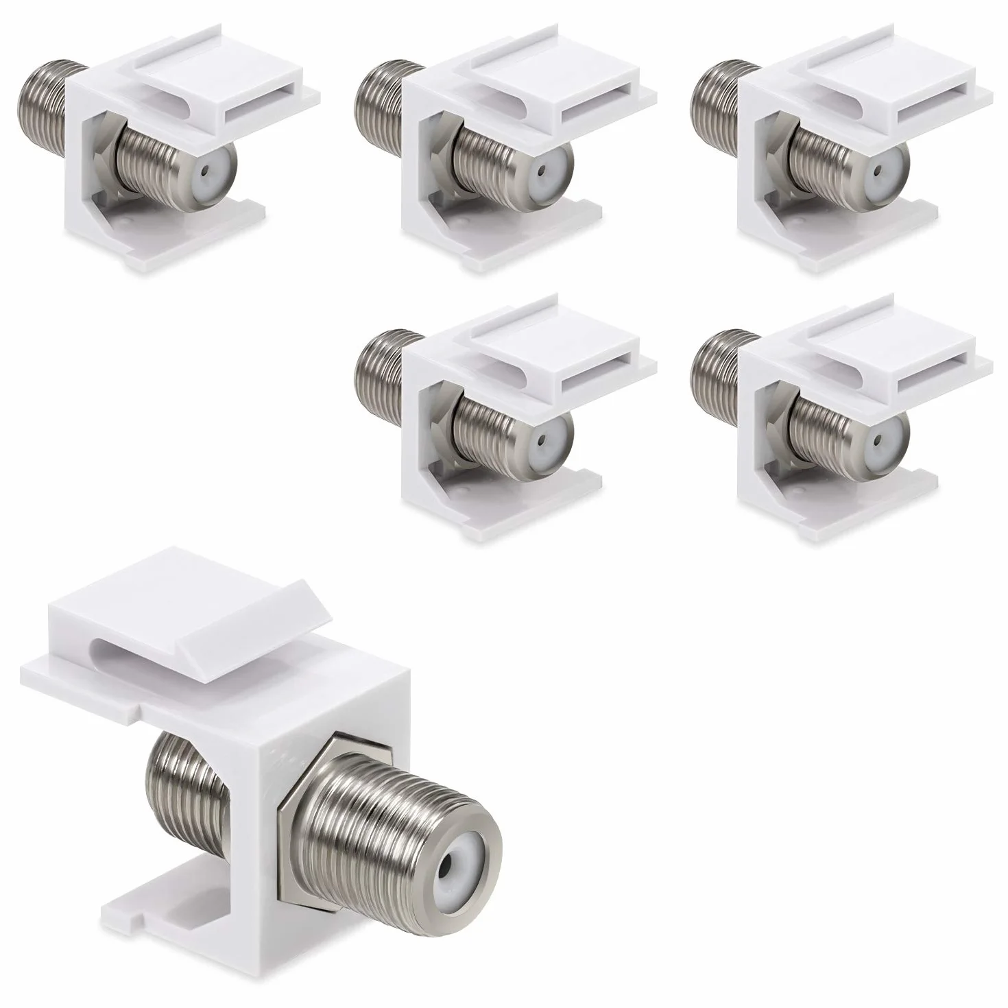kwmobile 6x Embase Keystone Prise F - Module Connecteur pour Câble TV Satellite Prise F Standard - Montage Snap-In - Panneau de Brassage