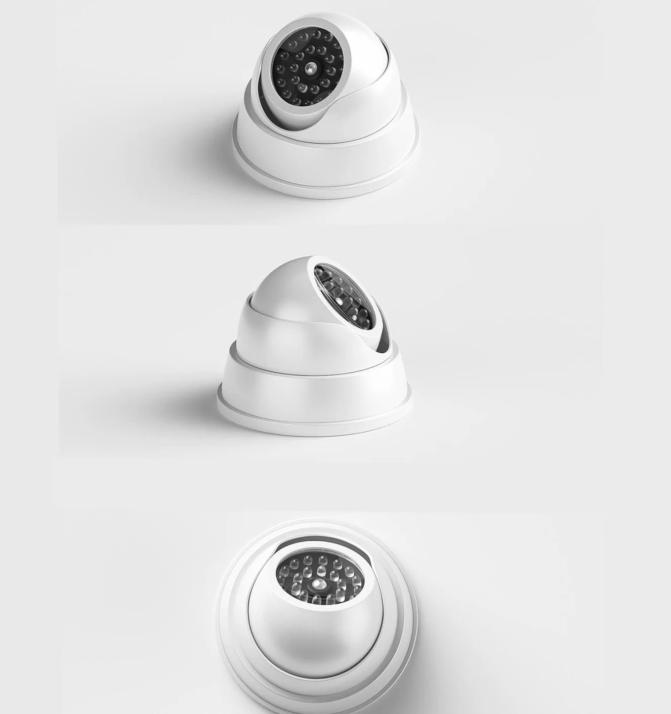 JZK Lot de 2 Fausses caméras de Surveillance dôme avec LED Clignotantes pour la sécurité de la Maison, Blanc