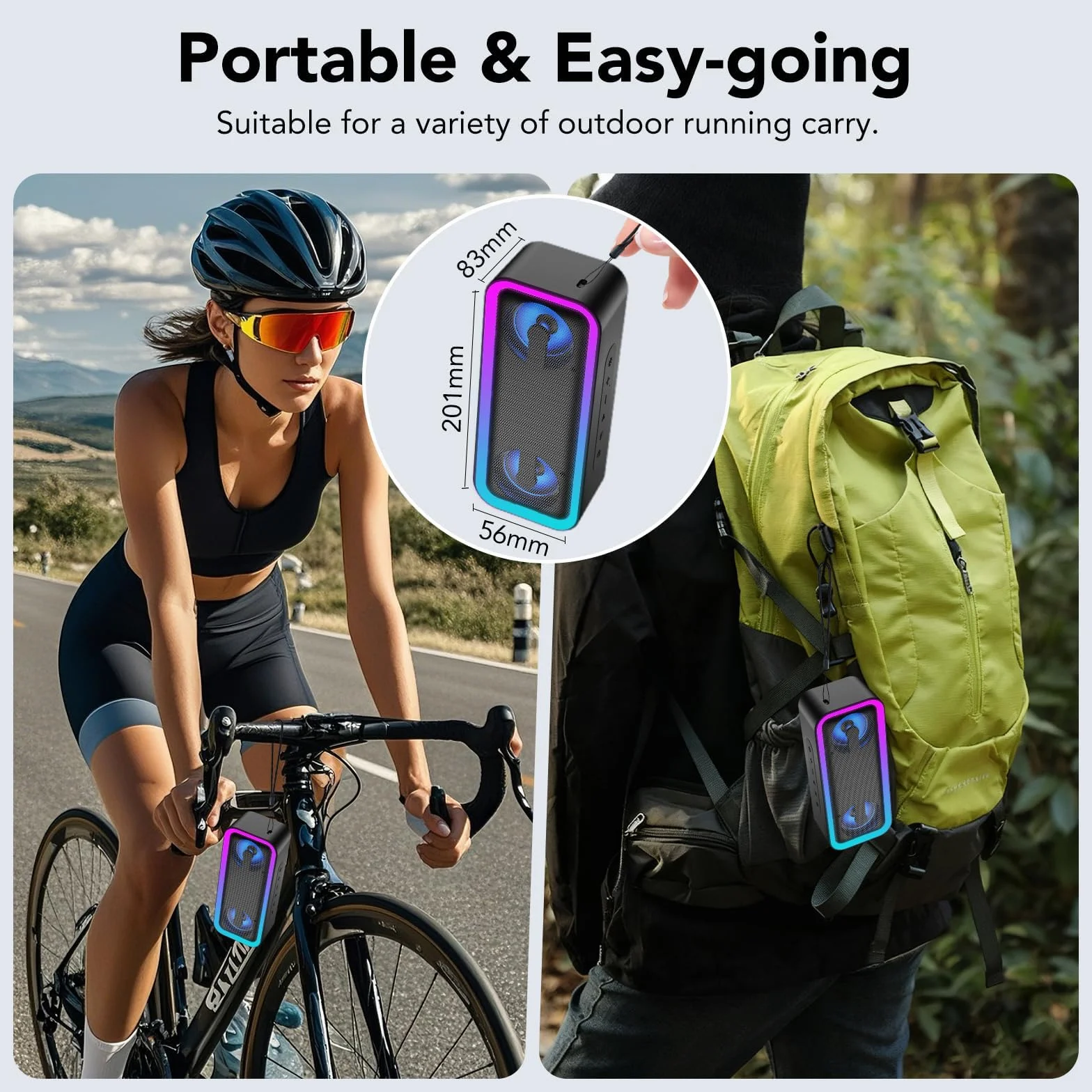 Enceinte Bluetooth Portable 5.4 Sans Fil 40W Stéréo IPX7 Autonomie 30h TWS Appel Mains Libres