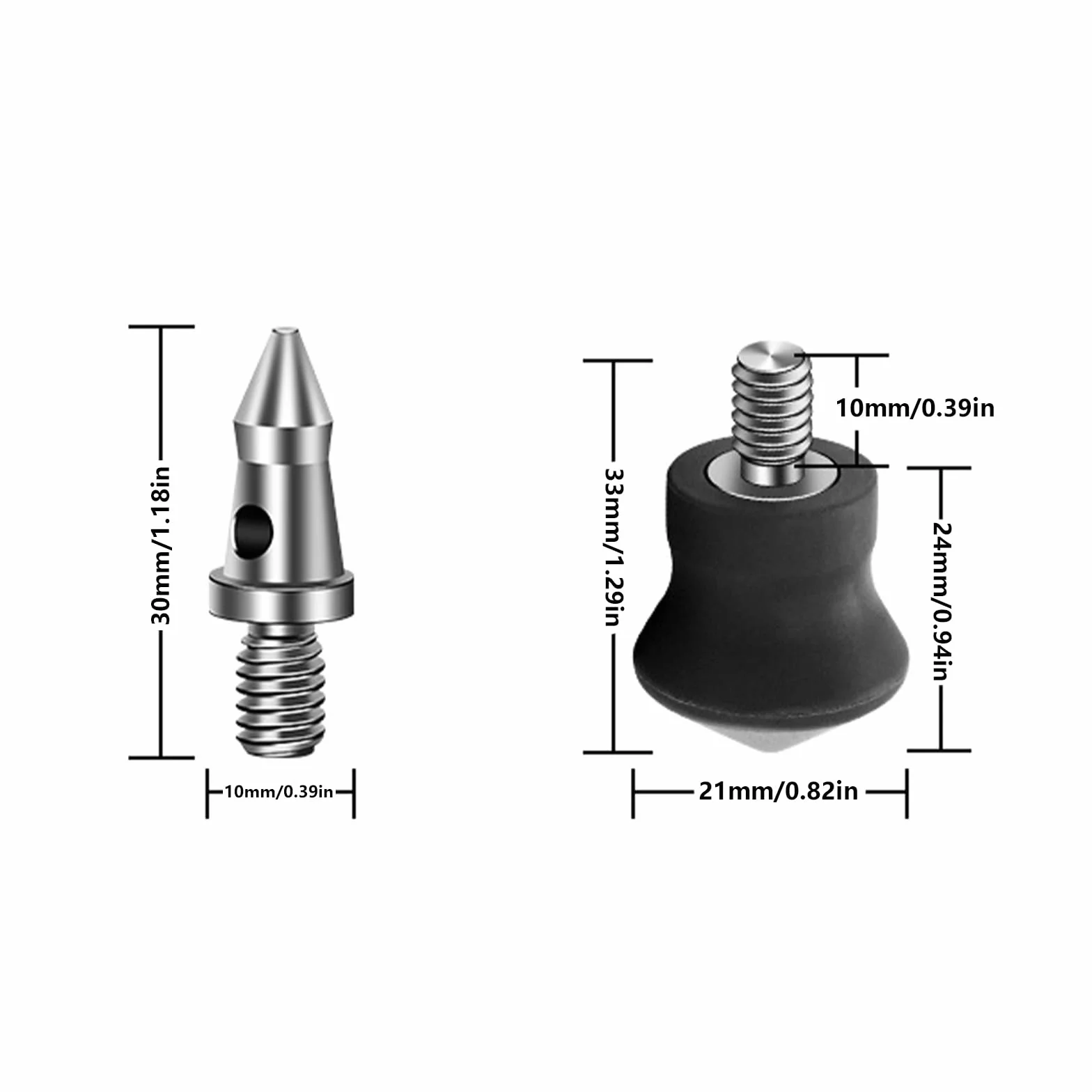 3 Pièces en Acier Inoxydable Antidérapant en Caoutchouc Pied Coussinet Pieds Pointes pour Trépied Monopode 1/4 Pouces Vis Photographie Trépied Accessoires Réglables Niveleurs De Table