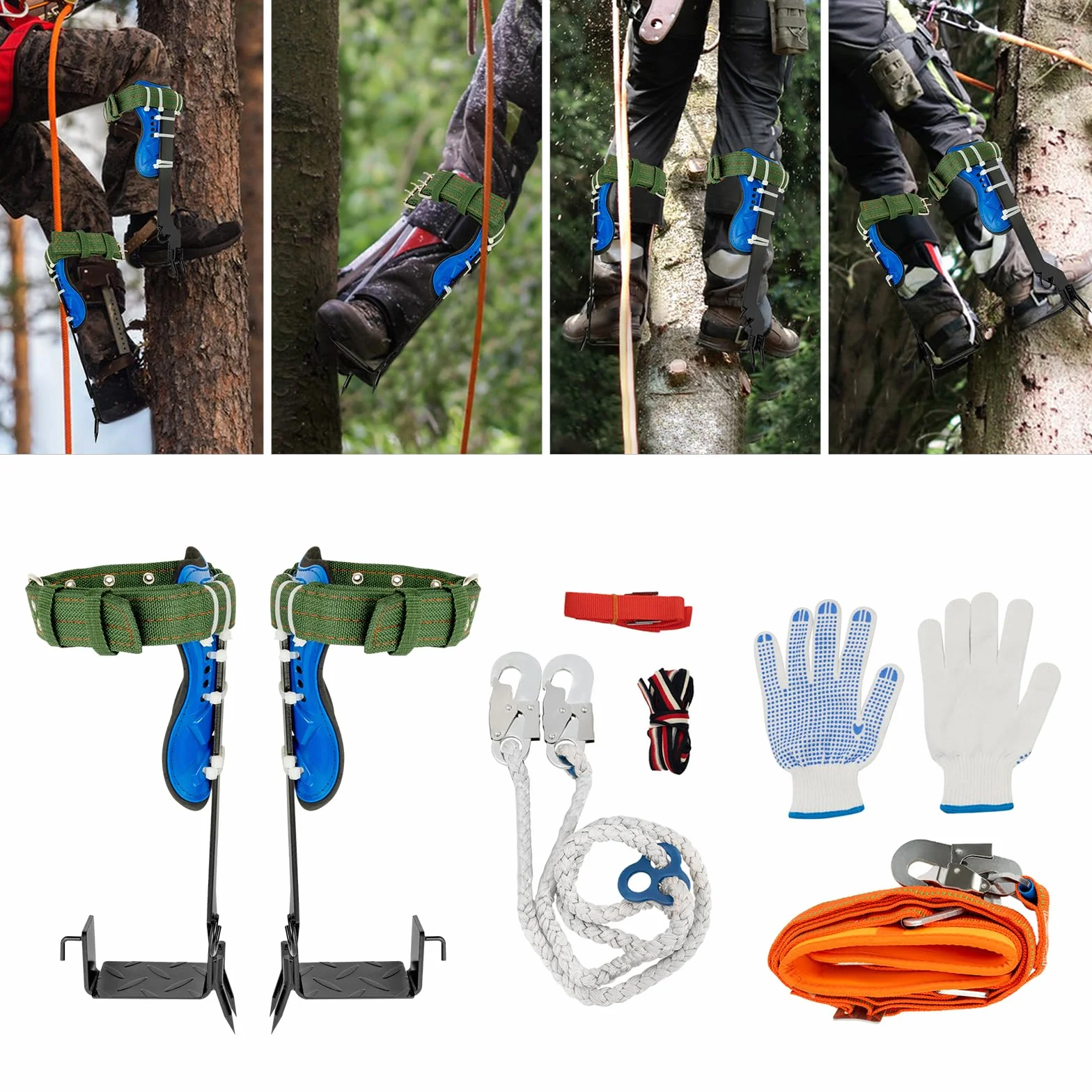 KigerNee Kit d'escalade crampons à 2 dents 100 kg sangle à 5 points réglable en hauteur