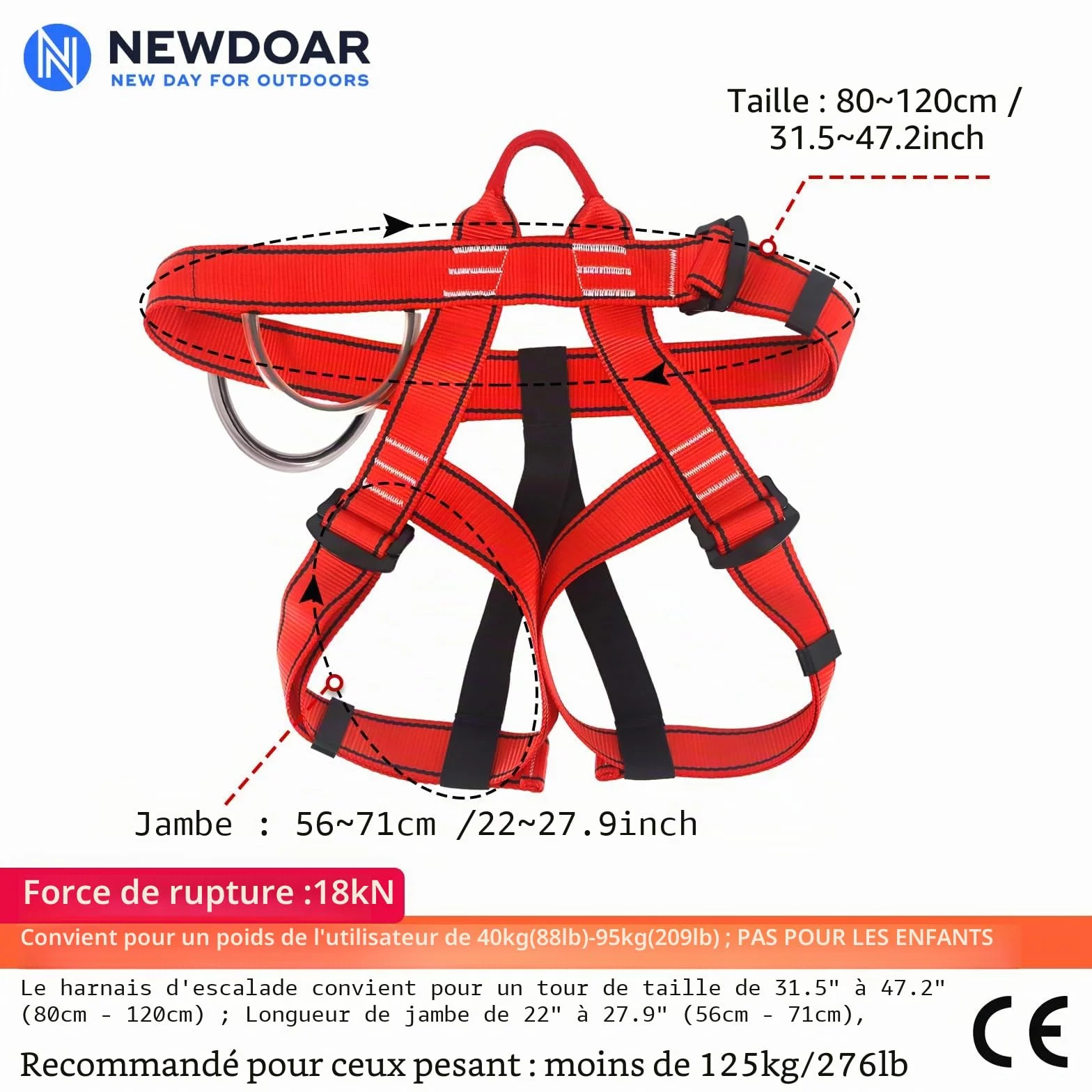 NewDoar Baudrier Escalade Certifié UIAA CE Harnais Alpinisme Descente Rappel