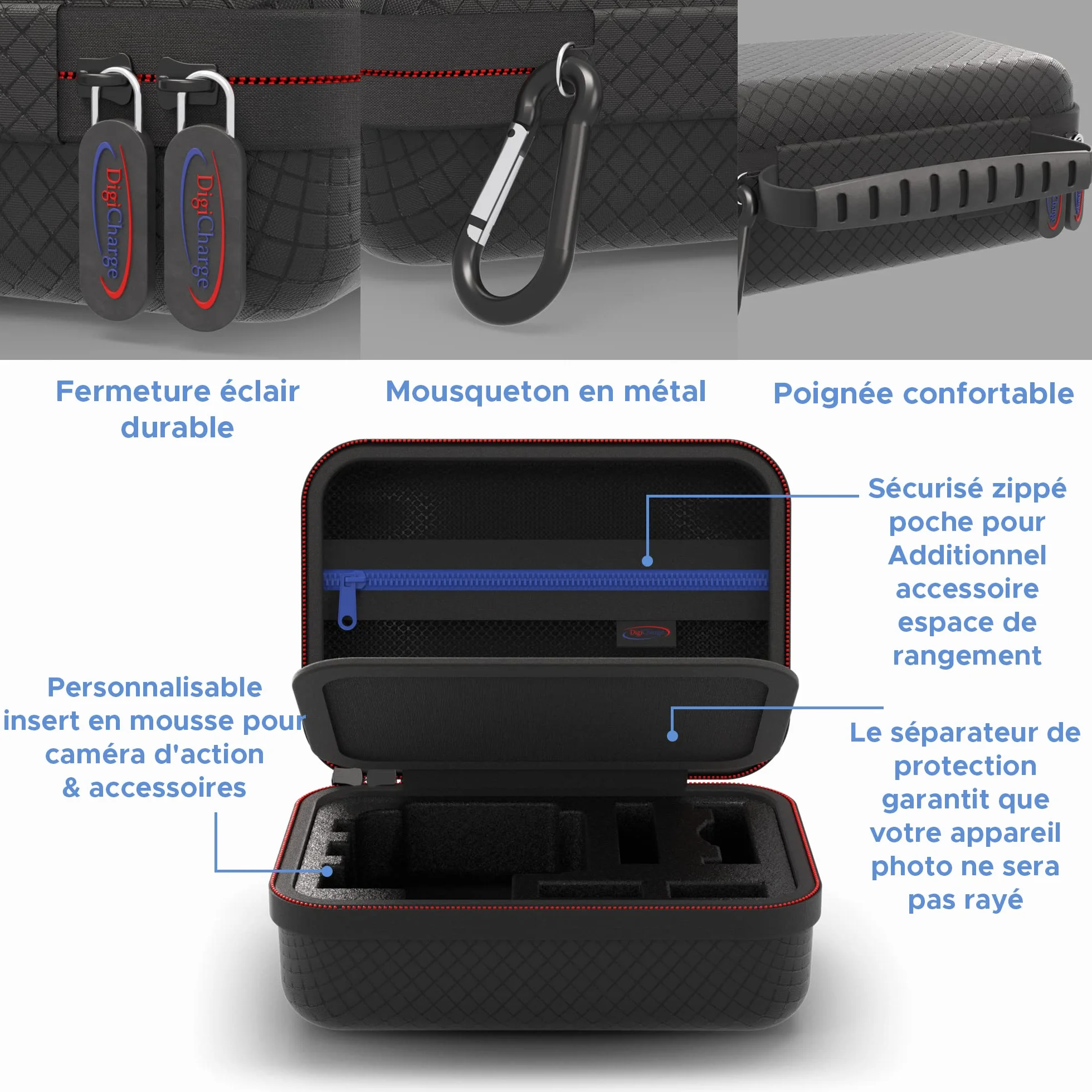 Digicharge Housse Étui Protection Compatible Gopro Hero11 Hero10 Hero9 Max Hero 11 Mini 10 9 8 7 6 Apeman Apexcam Victure Kitvision Akaso
