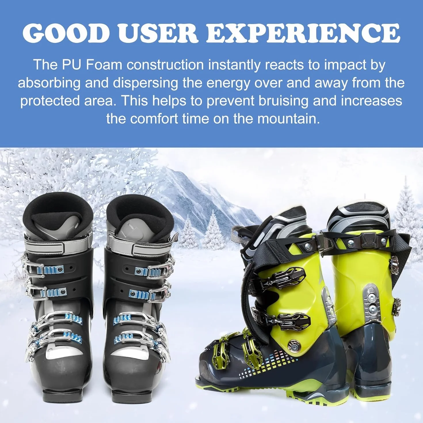 Protège-tibias en mousse épaisse pour chaussures de ski snowboard et bottes
