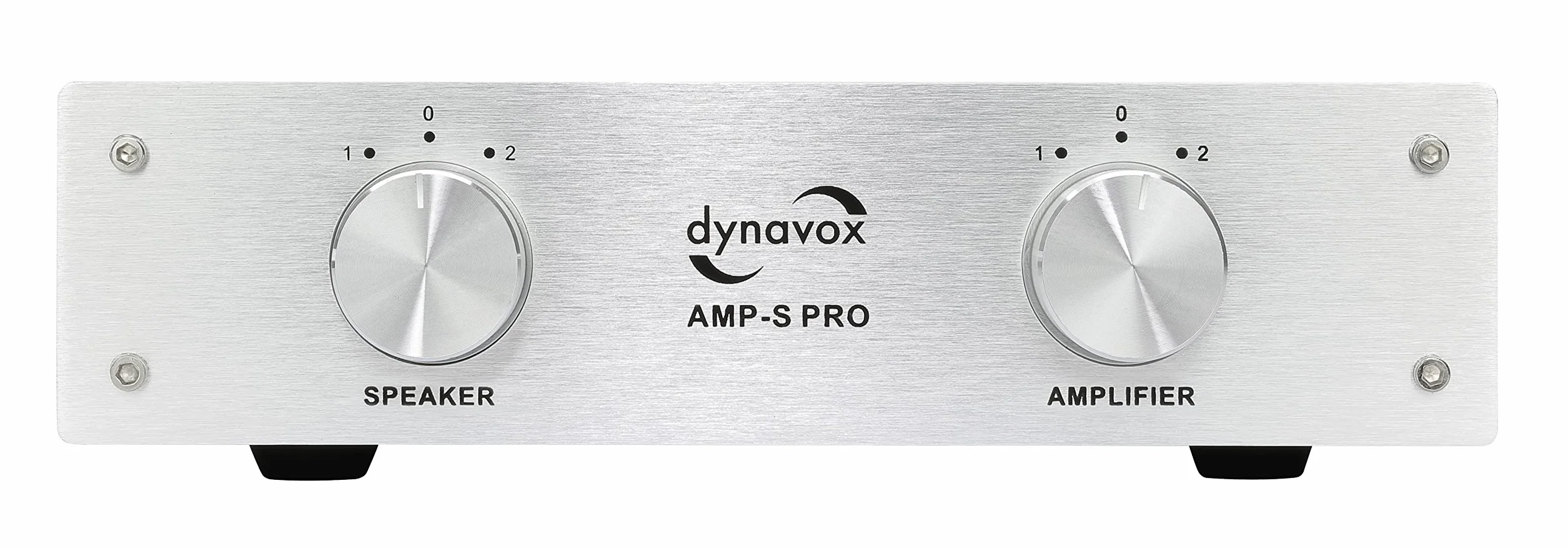 Dynavox AMP-S Pro, Pupitre de sélection ampli/Enceintes pour amplificateur stéréo et Surround, Chassis en métal, Connexion bornes à Pince vis et fiche Banane, argenté 207766