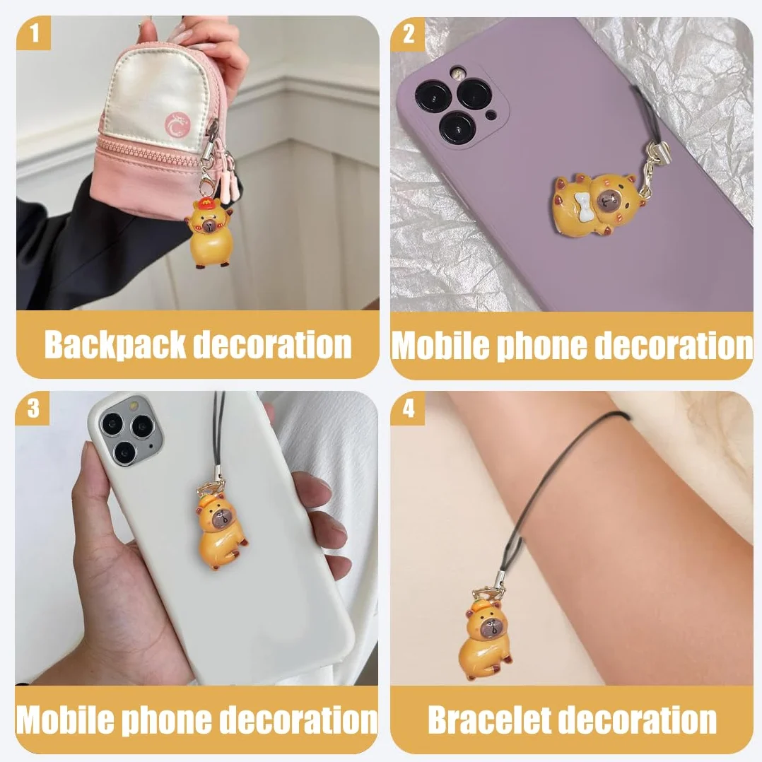 Capybara Pendentif Téléphone Portable Breloques Porte Clé Chaîne Lanière