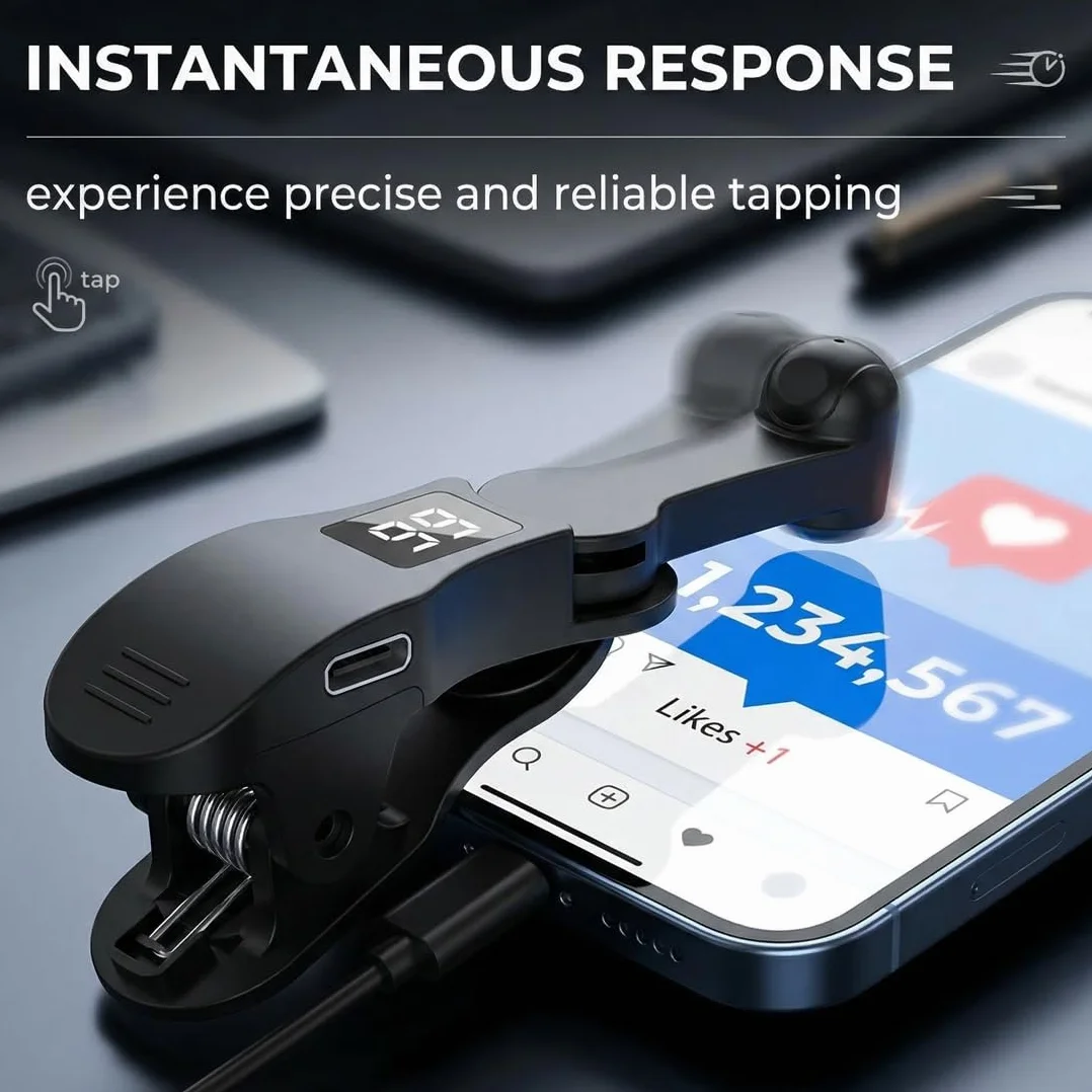 Auto Screen Clicker Portable Simulé Doigt Clic Continu Vitesse Réglable Clicker Physique Adapté aux Jeux, Noir