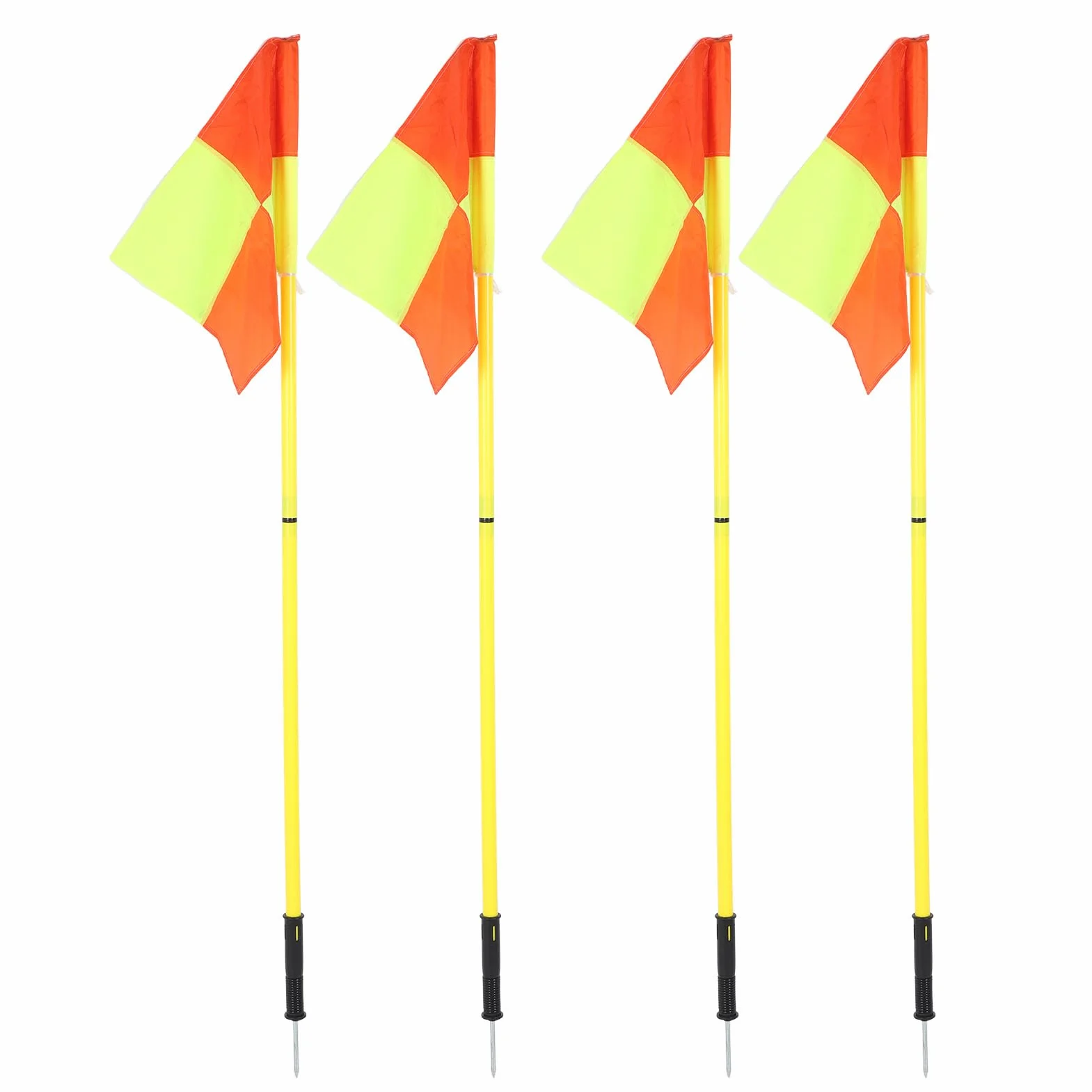 Lot de 4 Drapeaux d'Angle de Terrain de Football avec Poteaux - Couleurs Vives - Entraînement Extérieur