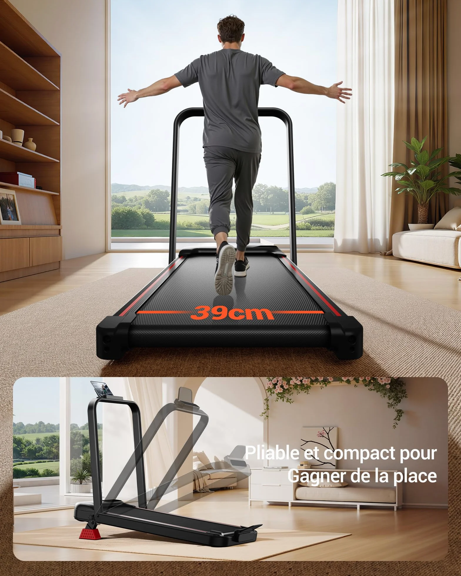UMAY Tapis de Course Pliable Inclinable 15% 6 en 1 136KG