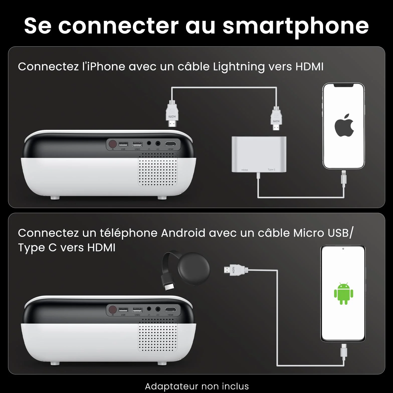 HOPVISION Videoprojecteur 4K Supporté 1080P Natif Full HD Bluetooth Home Cinéma Portable