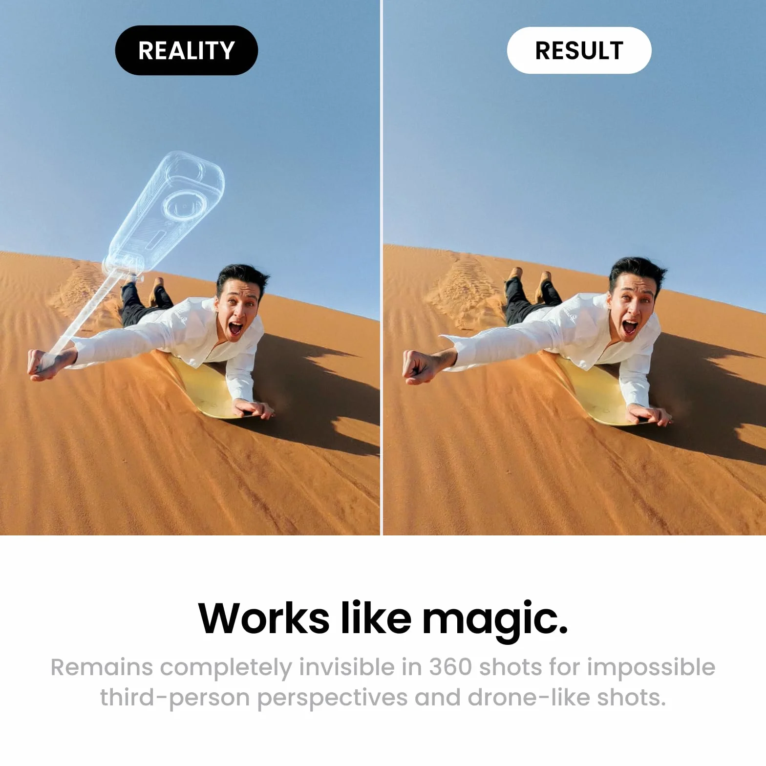 Insta360 Kit télécommande et Perche à Selfie Rabattable 2-en-1, Perche Invisible et Mini télécommande, Compatible camérasX5, X4, X3 (Fixation 1/4").