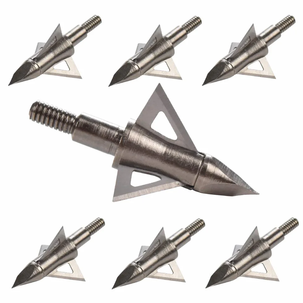 Pointes Larges de tir à l'arc 100 125 Grain 3 Lames Fixes Paquet de 12 pour Arbalètes Flèches