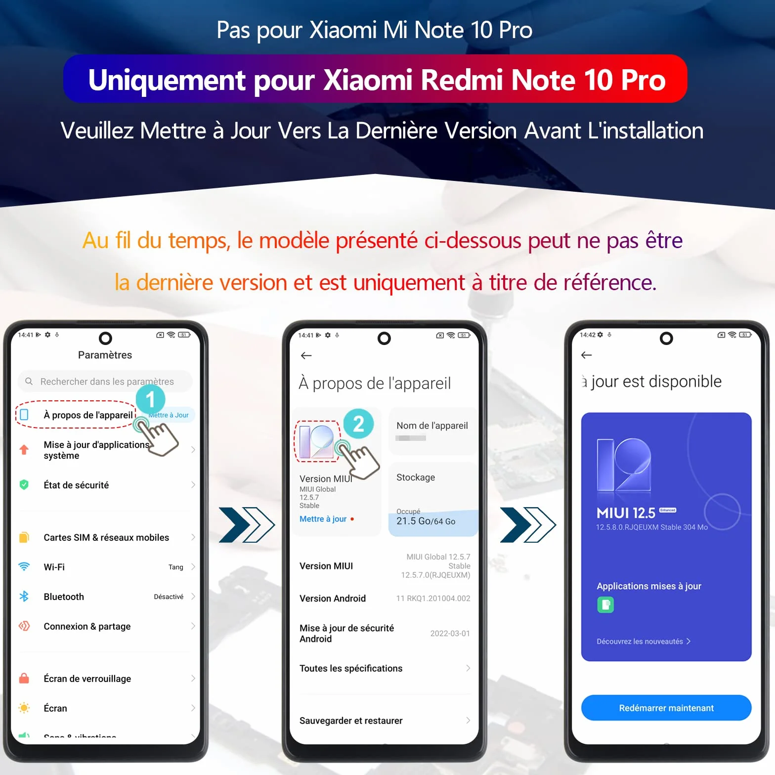 RongZy Écran LCD De Remplacement pour 6.67" Xiaomi Redmi Note 10 Pro M2101K6G M2101K6R Écran Tactile Digitizer Panneau Assemblé De Réparation avec Outilse(Noir avec Cadre)