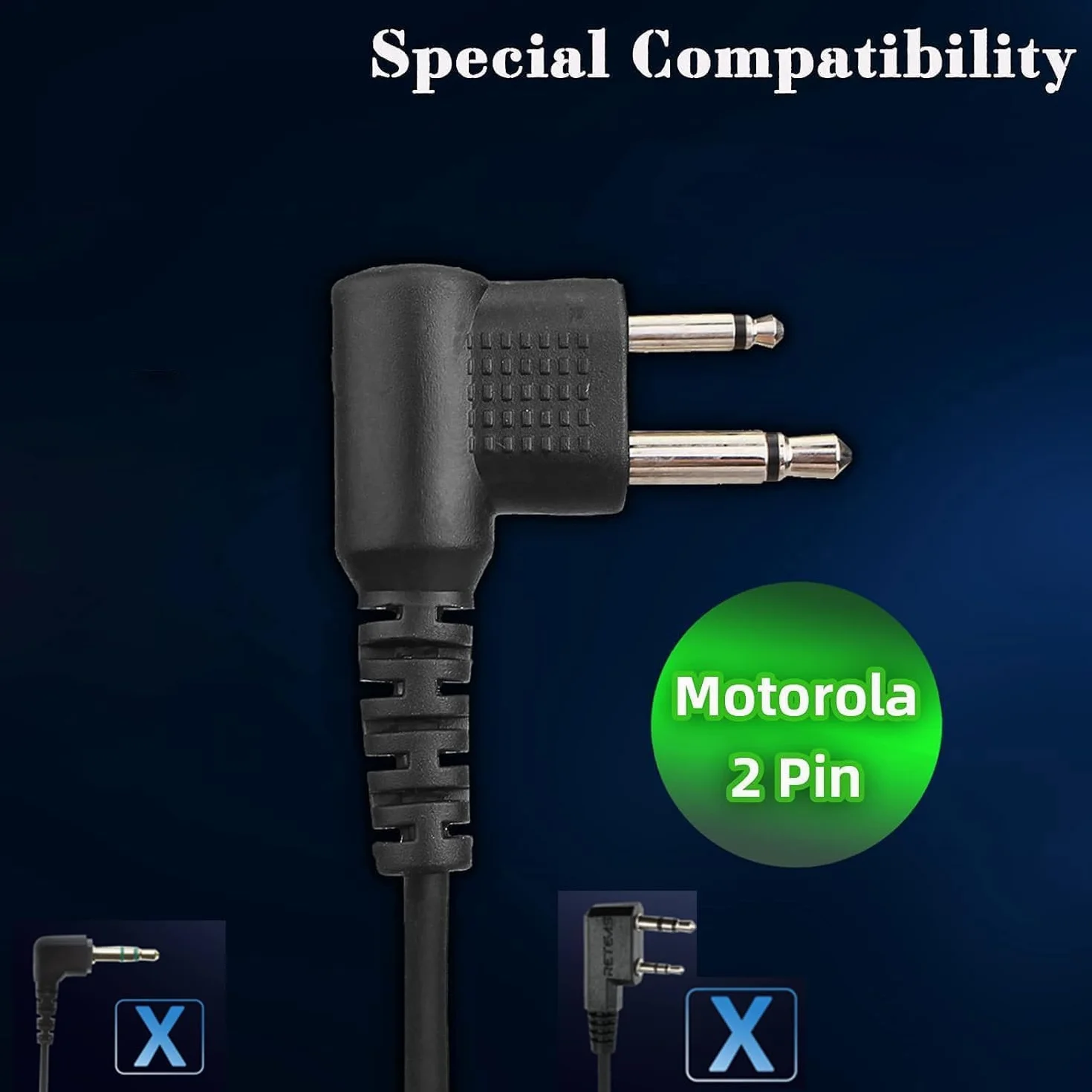 Retevis Oreillette Talkie Walkie 2 Broches Casque Écouteur Compatible Motorola CP040 DP1400 GP68 GP88 GP2000 GP300 CT150 Pro1150 XTN446 SP10 SP21 HYT TC-500 TC-600