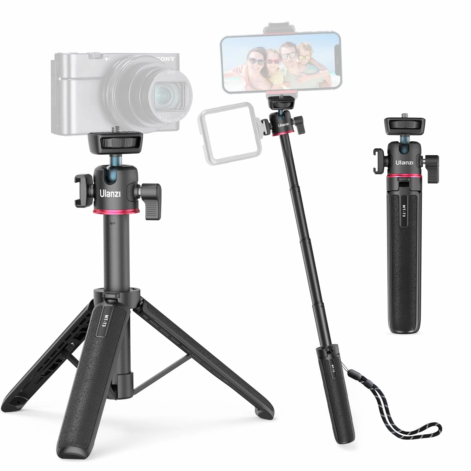 ULANZI MT-73 Mini Trépied pour Appareil Photo 54cm/21.6in, Petit Trépied de Voyage avec Vis 1/4'', Compatible avec Compact Cameras
