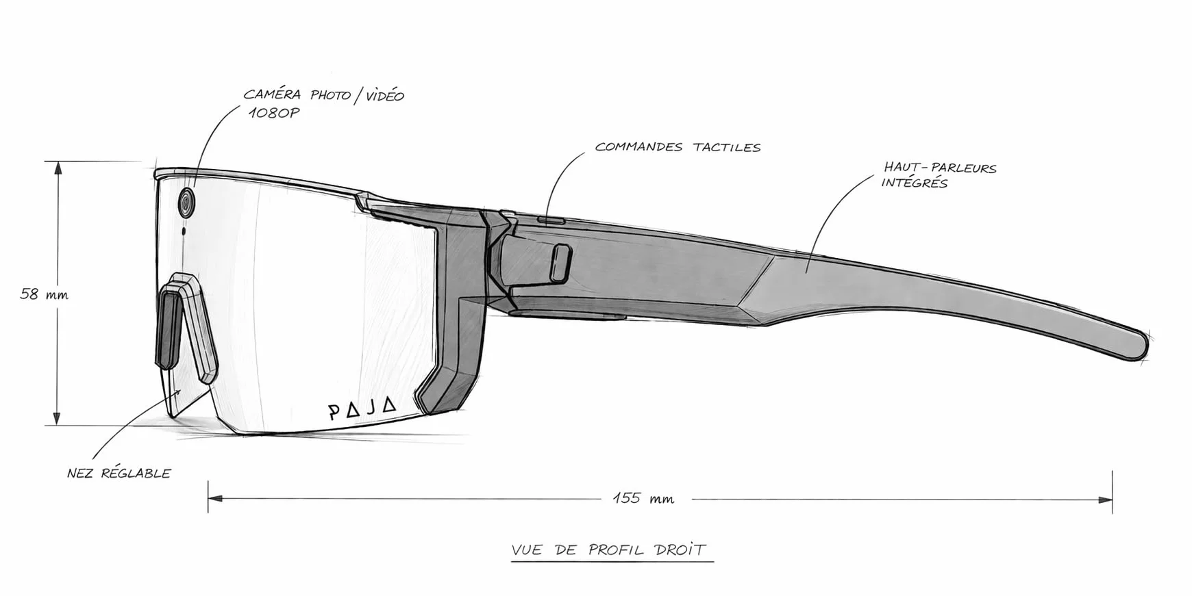 Paja Lunettes Connectées Sport avec Caméra Intégrée, Capture Photo et Vidéo en POV, Mains Libres, Légères et Discrètes