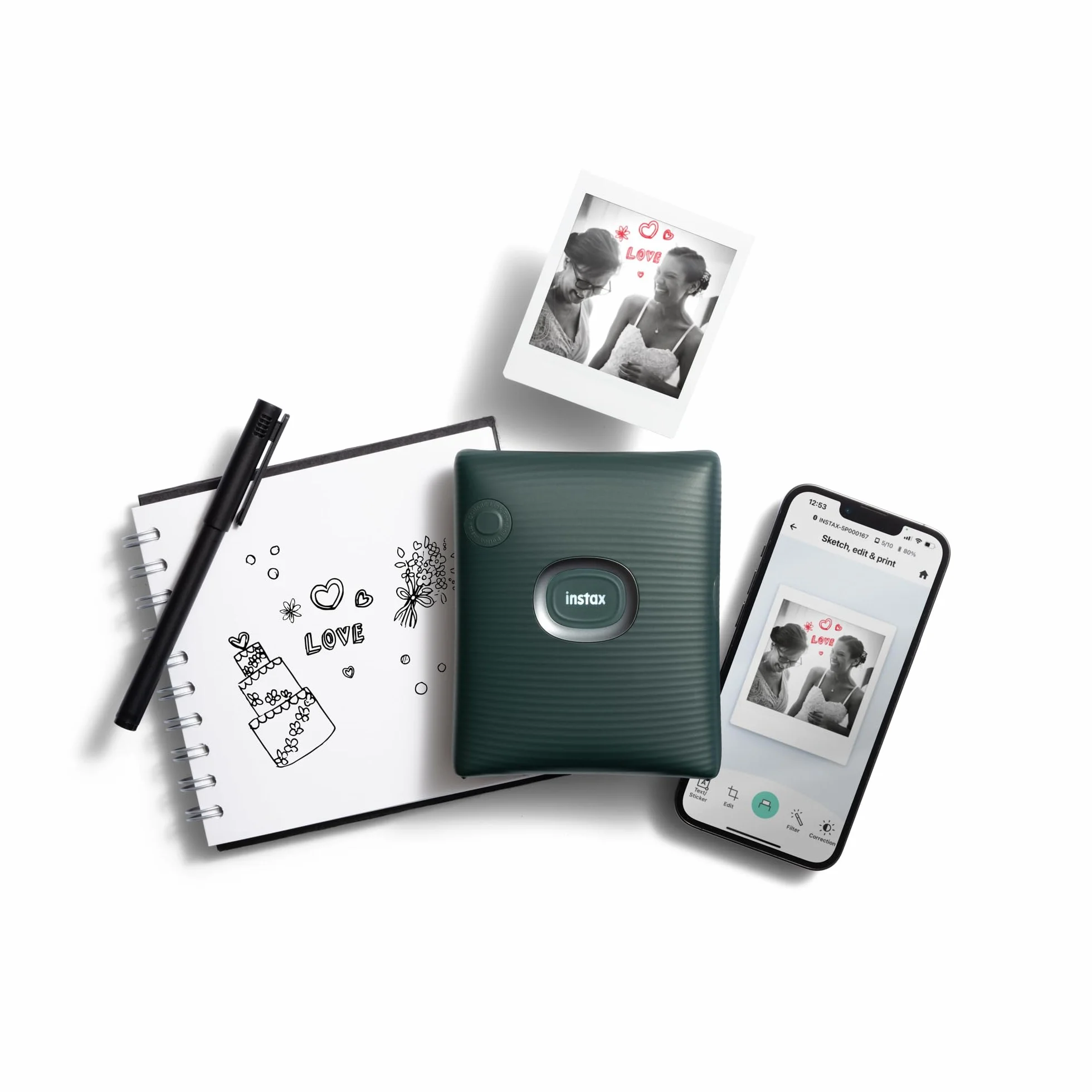 instax Square Link Smartphone Photo Printer, Midnight Green